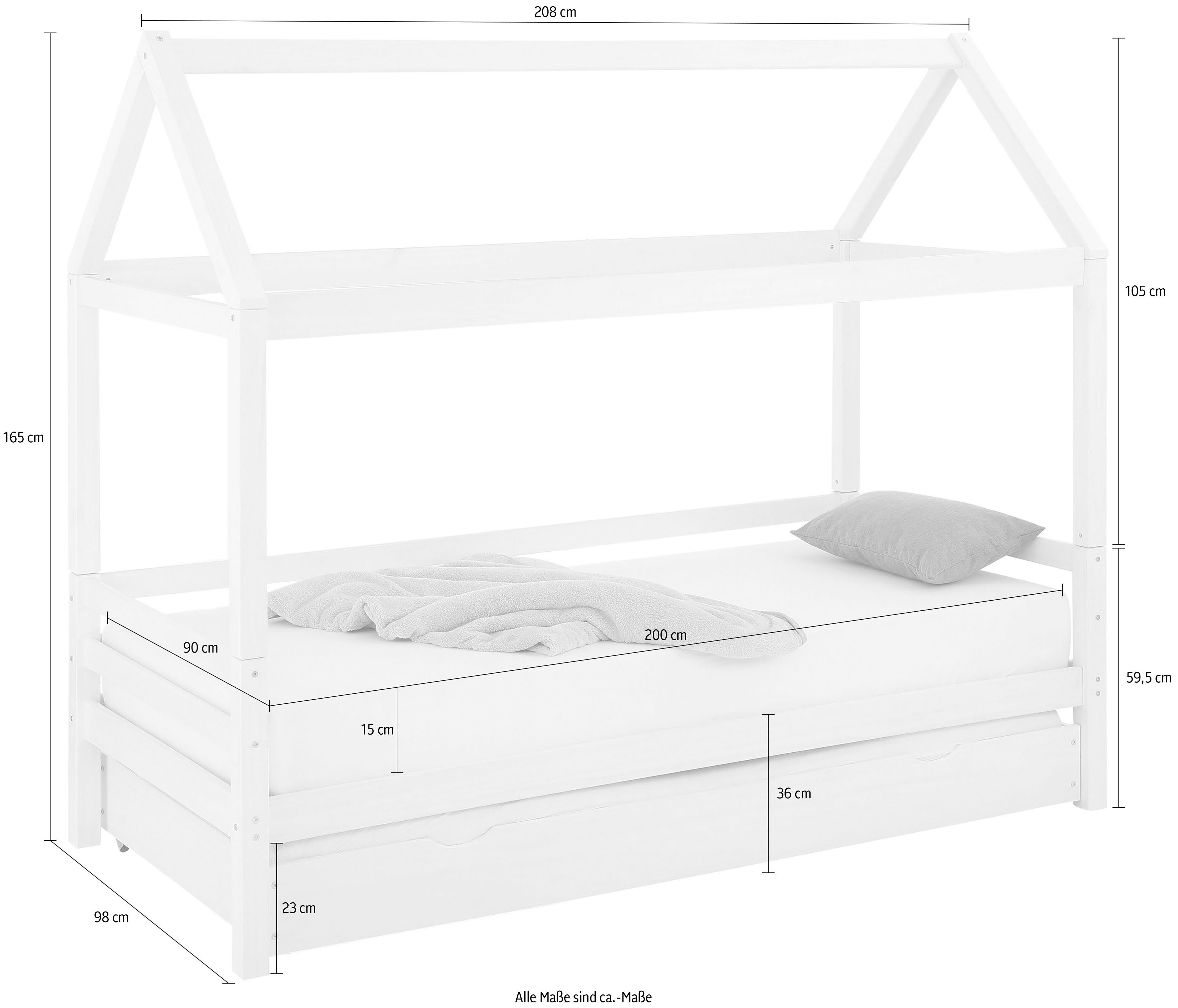 Lüttenhütt Kinderledikant Alpi inclusief bedlade en lattenbodem, ligoppervlak 90x200 cm,