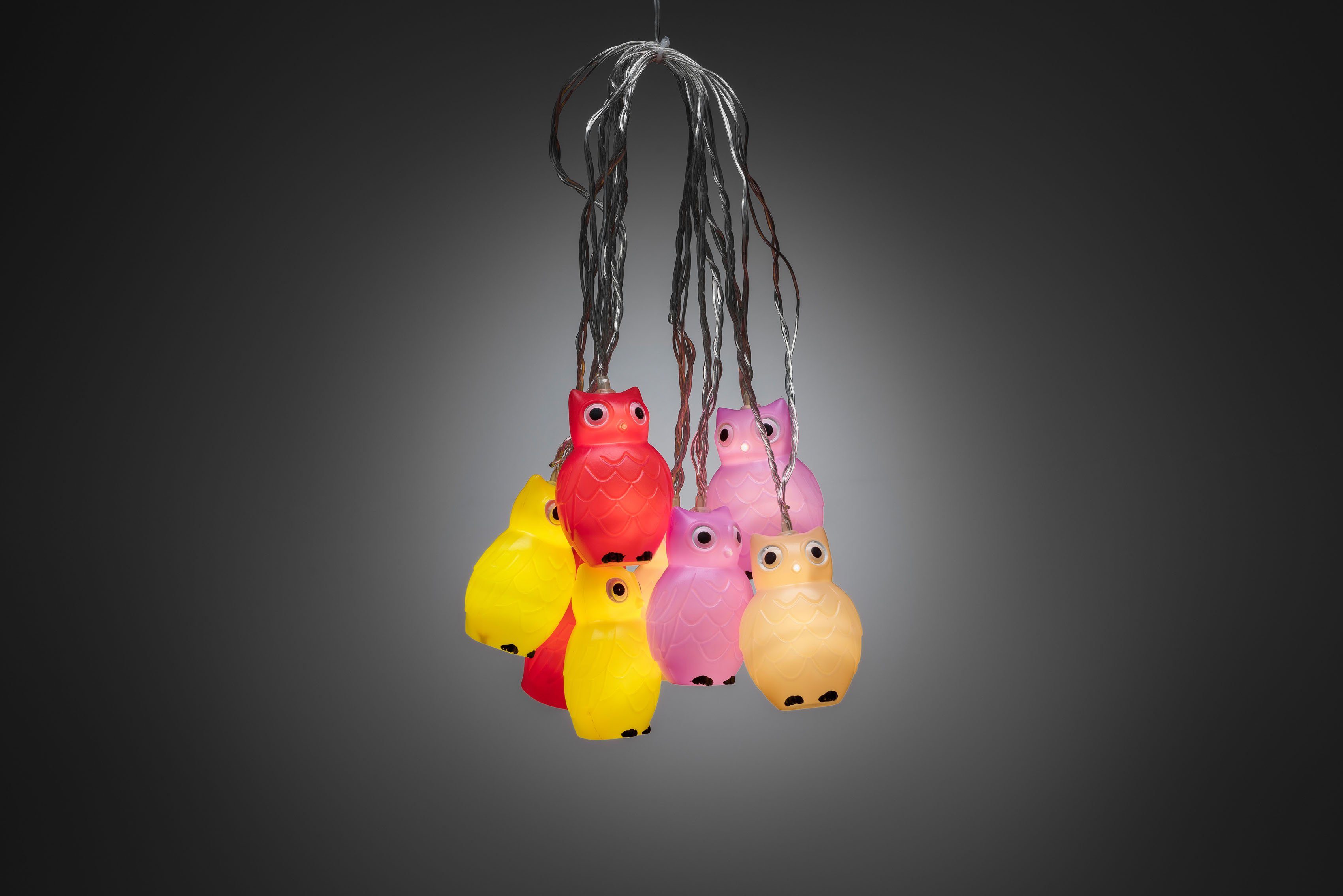 KONSTSMIDE Led-lichtsnoer Kerst versiering Led decoratief lichtsnoer, veelkleurige uilen, 16 warmwitte dioden (1 stuk)