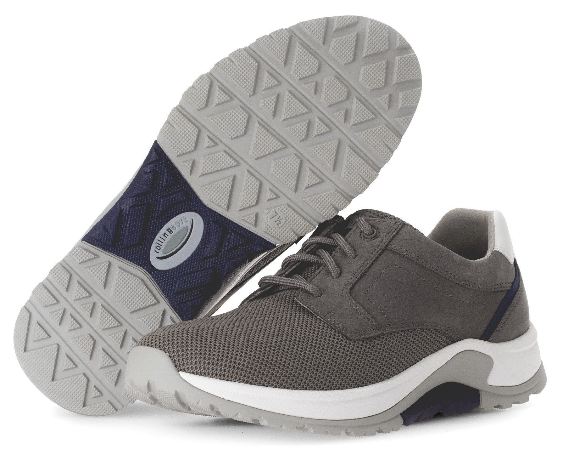 Gabor Rollingsoft Sneakers met sleehak , vrijetijdsschoen, lage schoen, veterschoen met decoratieve stiksels, g-breedte