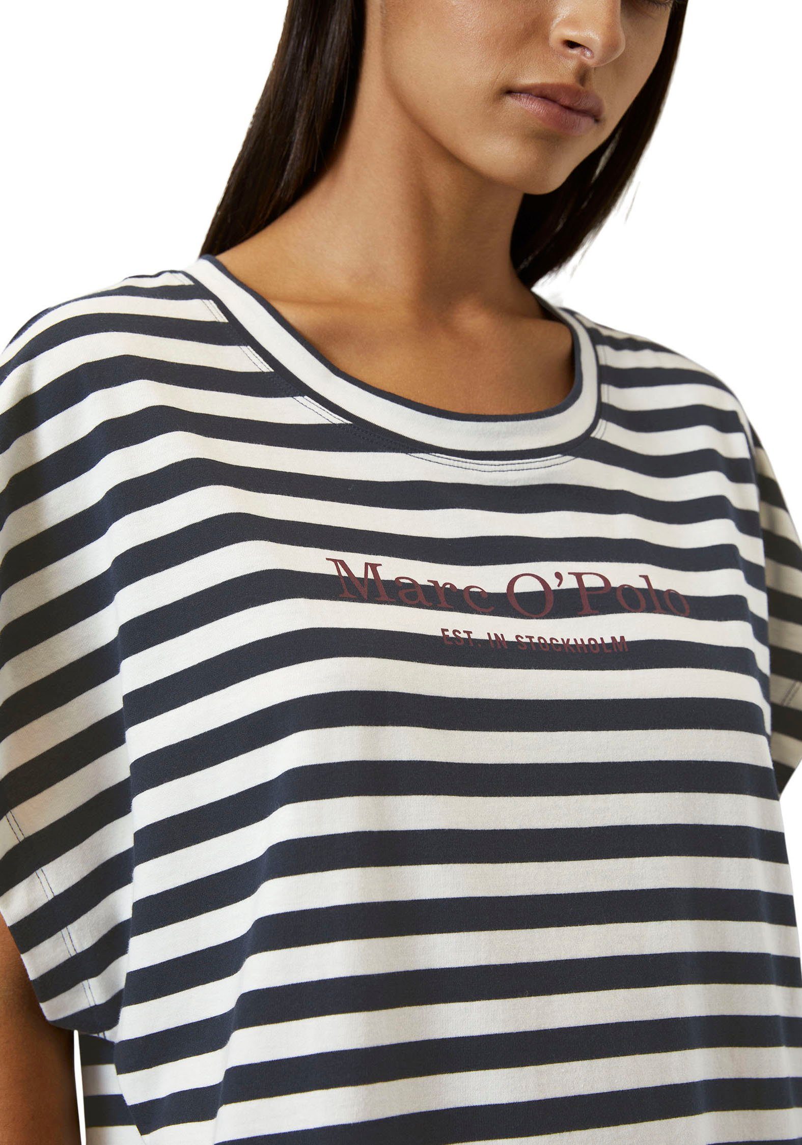 Marc O'Polo Nachthemd Mix & Match Cotton-Woven met overhangende schouders en merklogo op de borst