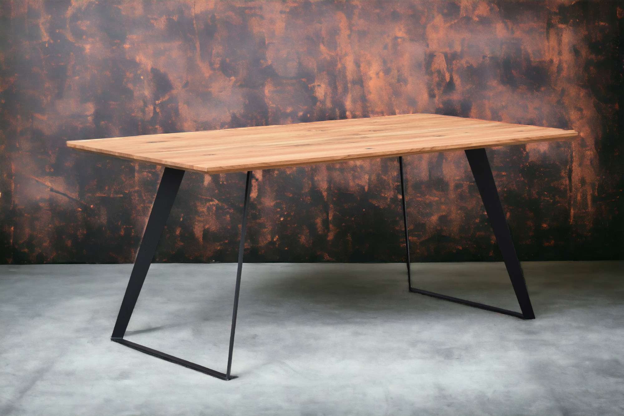 Home affaire Eettafel Talwiese keukentafel, U-vorm metalen frame, massief gewild eikenhout, geolied