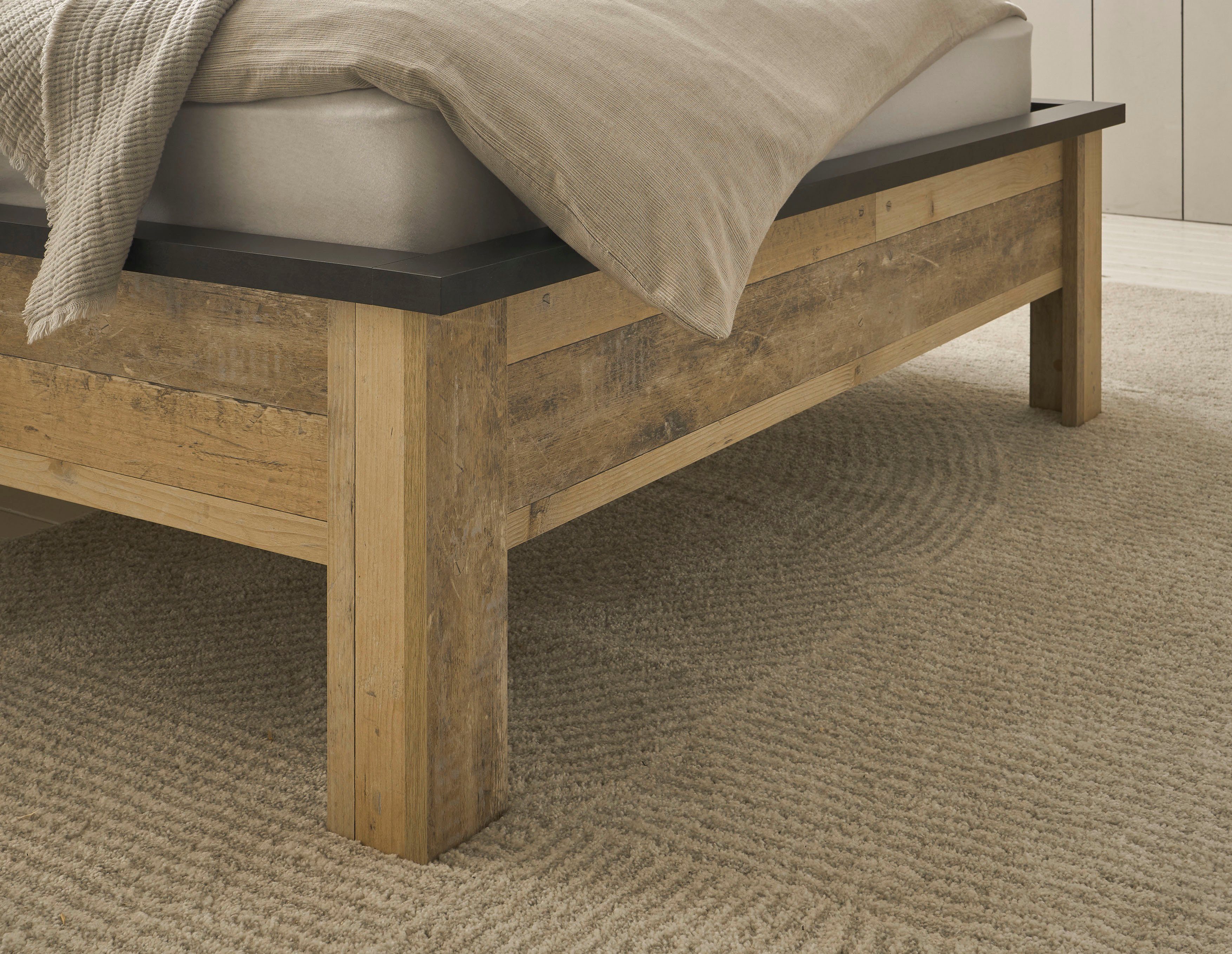 Home affaire Slaapkamerserie Sherwood Ligoppervlak 180 x 200 cm, kast 3-deurs 201 cm breed (4-delig)