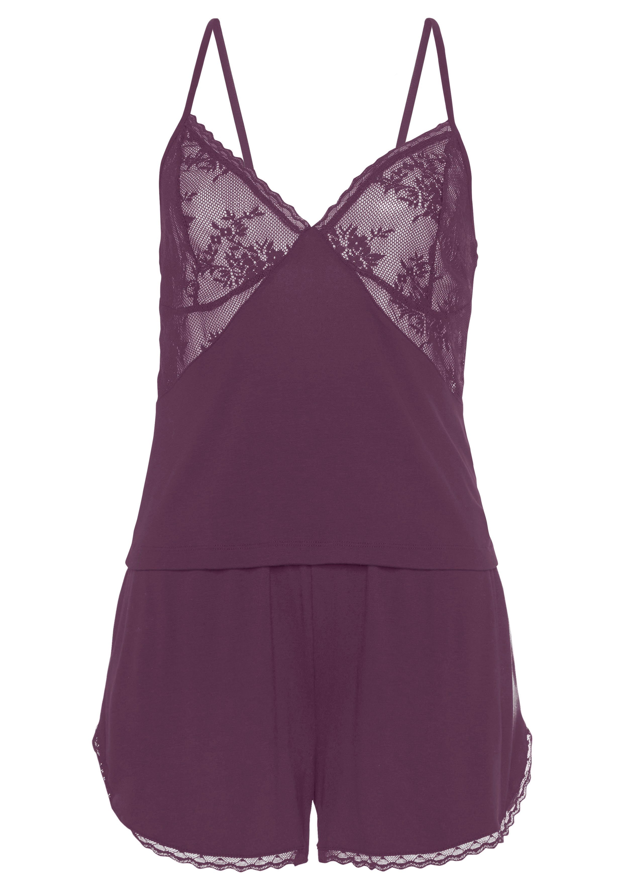 Bruno Banani Shortama met mooie kantdetails (2-delig, 1 stuk)