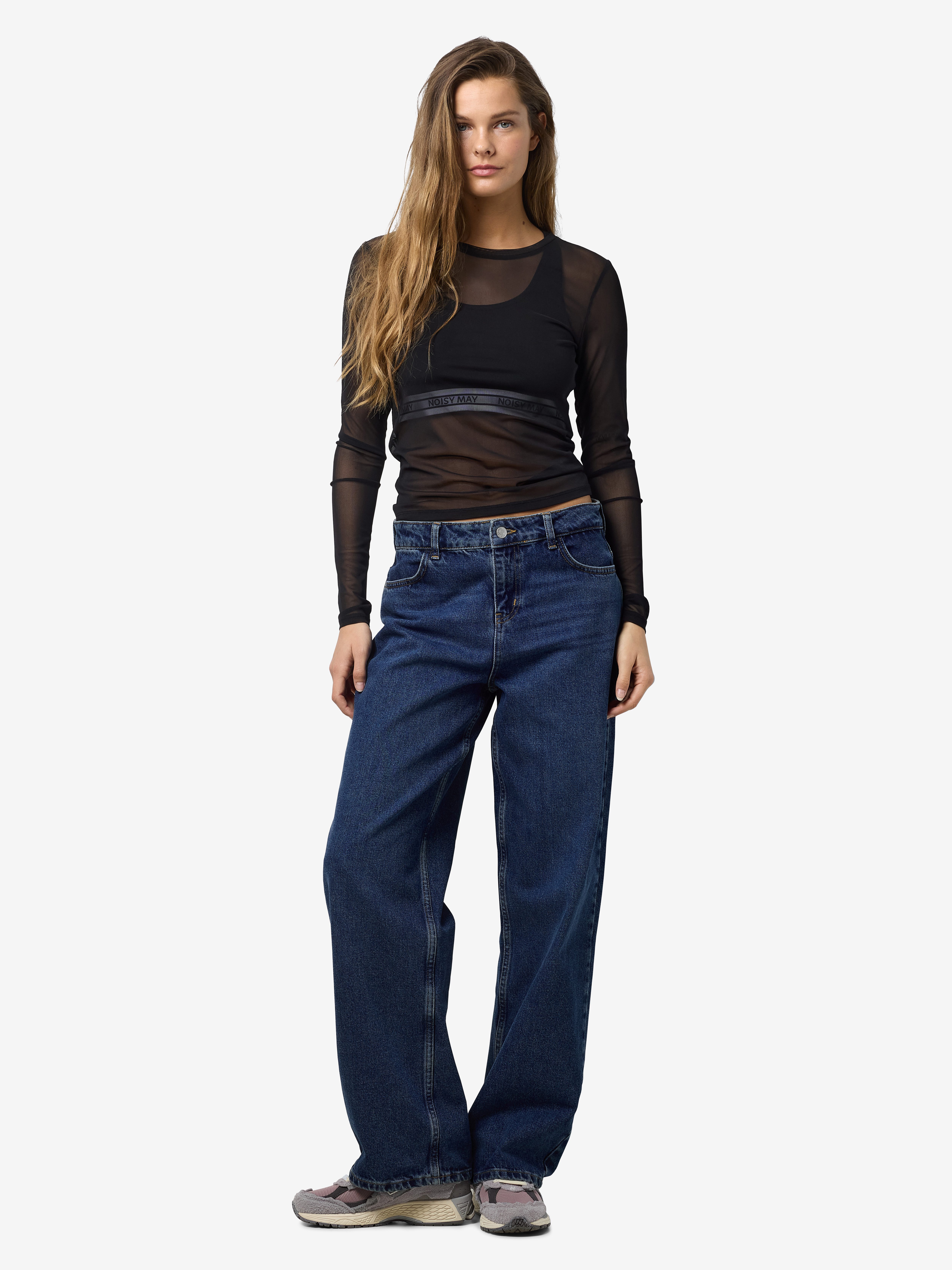 Noisy may Netshirt NMJUDITH L/S MESH TOP BG NOOS