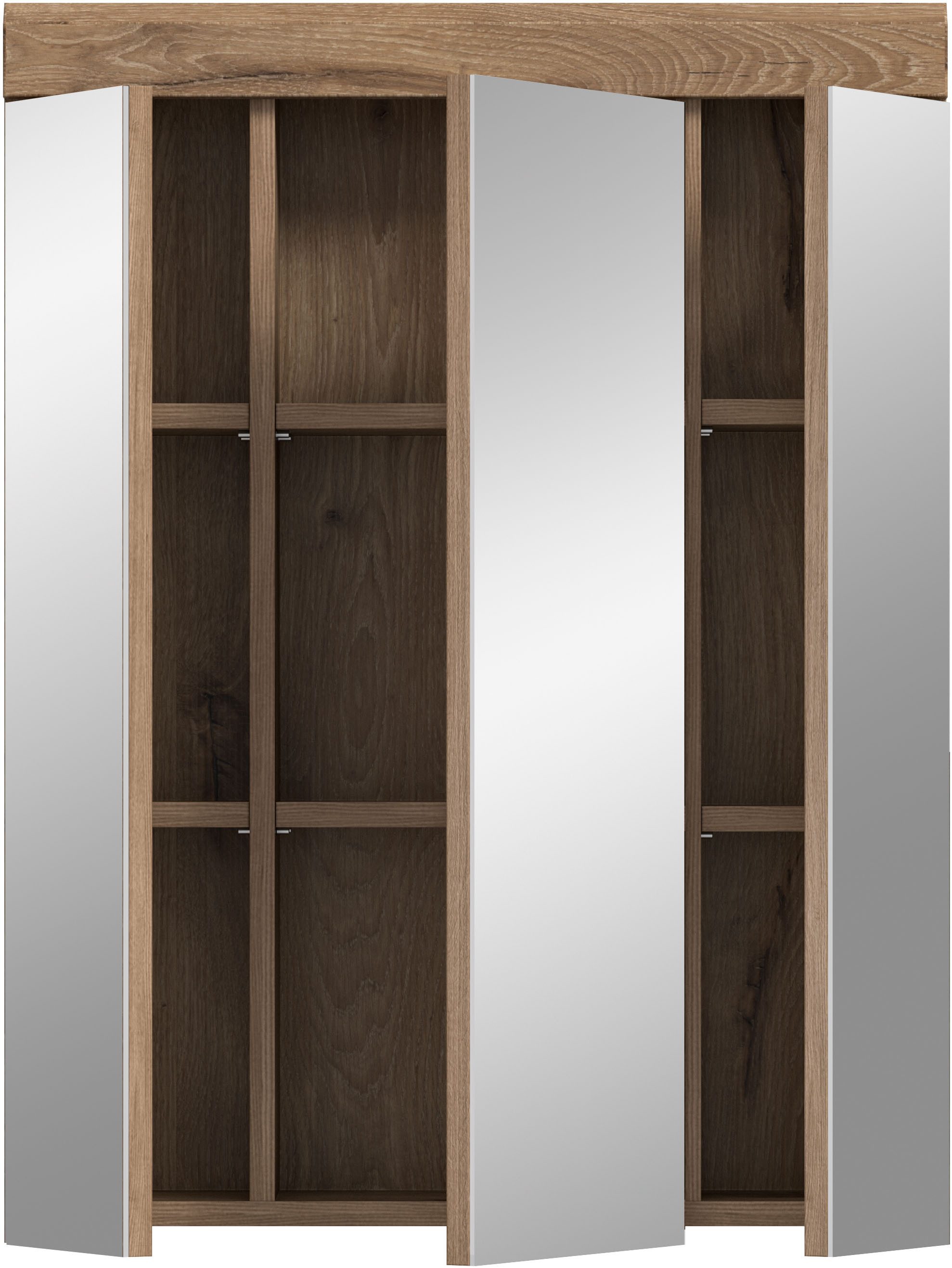 INOSIGN Badkamerspiegelkast Siena, breedte 60 cm, 3 spiegelt deuren, 9 vakken, 6 legplanken in verschillende kleuren verkrijgbaar, badkamermeubels, spiegel, badkamerkast, badkamer