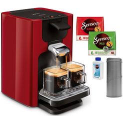 senseo koffiepadautomaat senseo quadrante hd7865-80, incl. gratis toebehoren ter waarde van € 23,90 vap rood