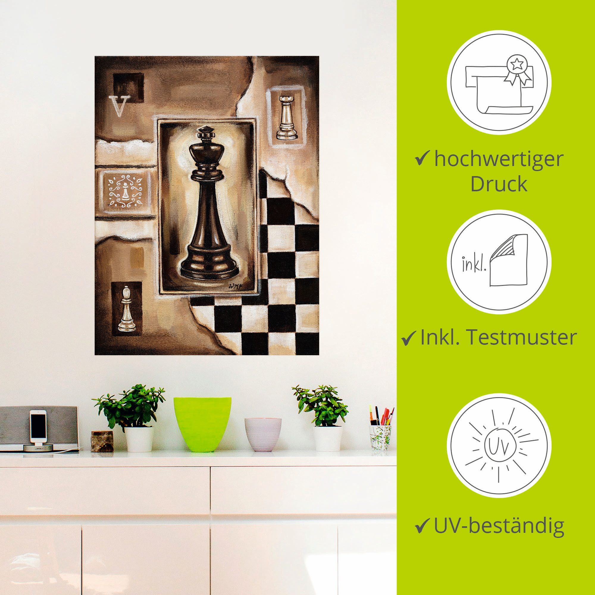 Artland Artprint Schaken koning als poster, muursticker in verschillende maten