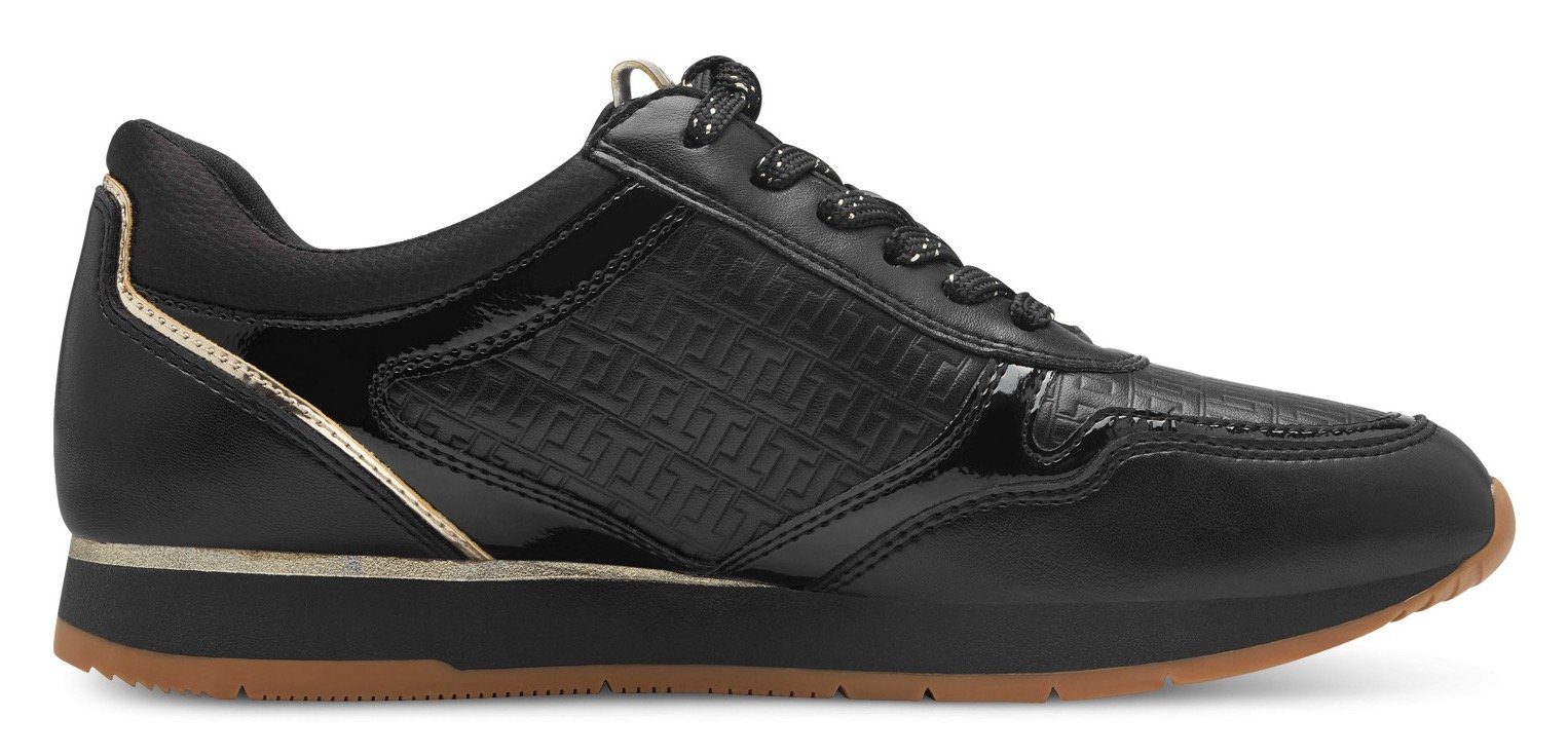 Tamaris Plateausneakers vrijetijdsschoen, lage schoen, veterschoen met subtiele metallic-details