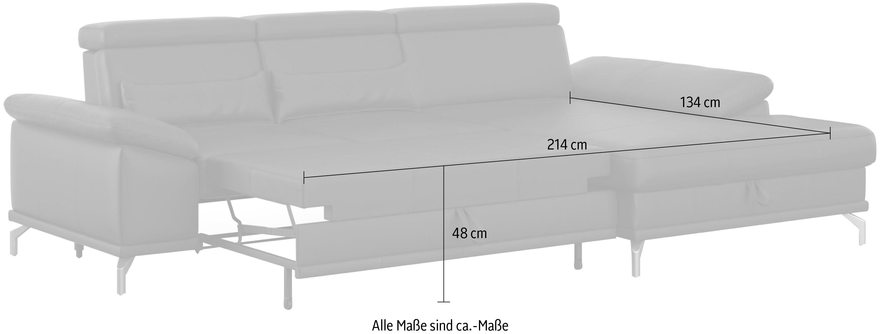 sit&more Hoekbank Cabrio L-vorm, met zitdiepteverstelling, arm- en hoofdsteunverstelling