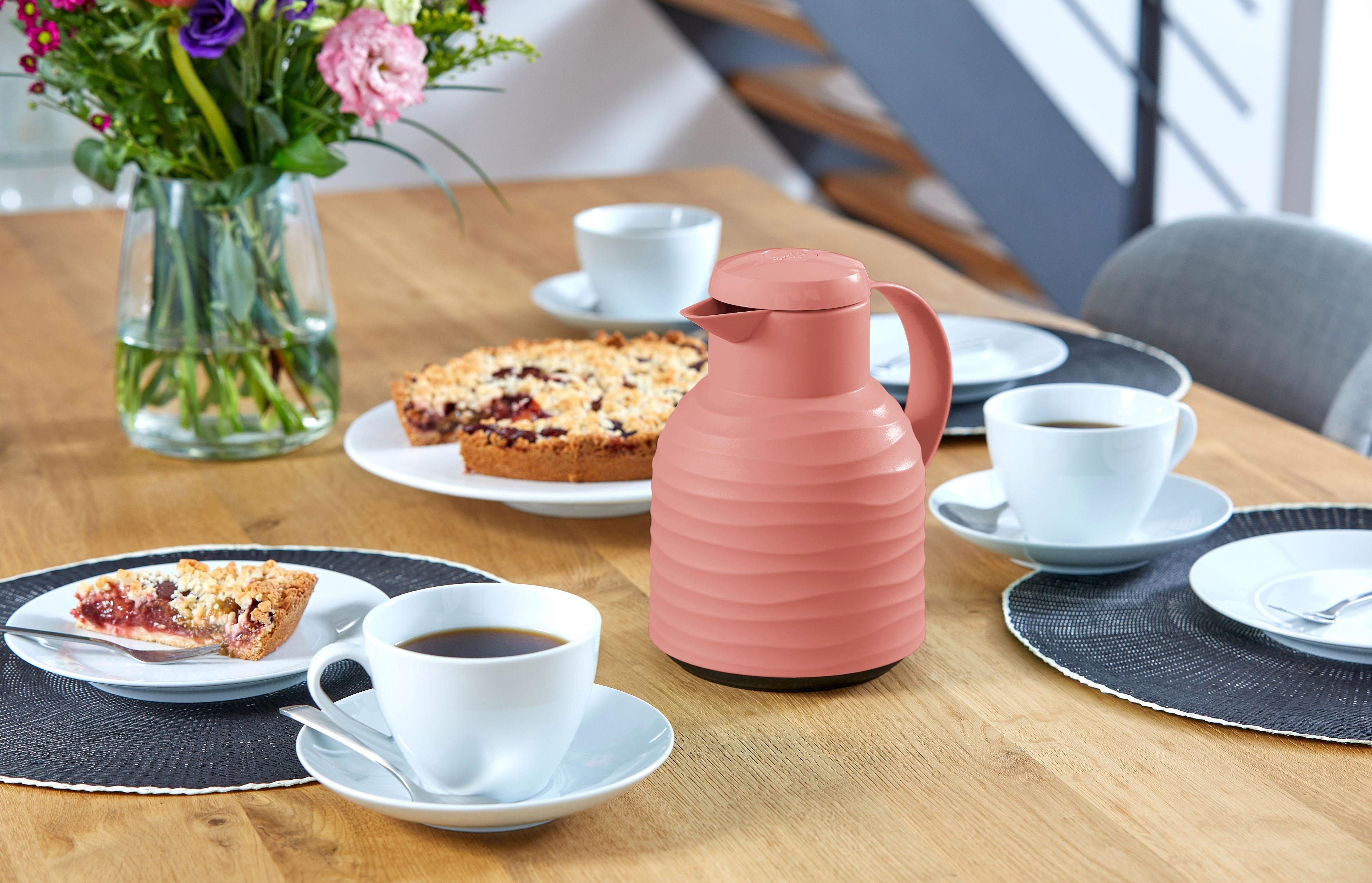 Emsa Thermoskan Samba Wave Made in Germany, 12u warm/24u koud, Quick-Press deksel, glazen fles