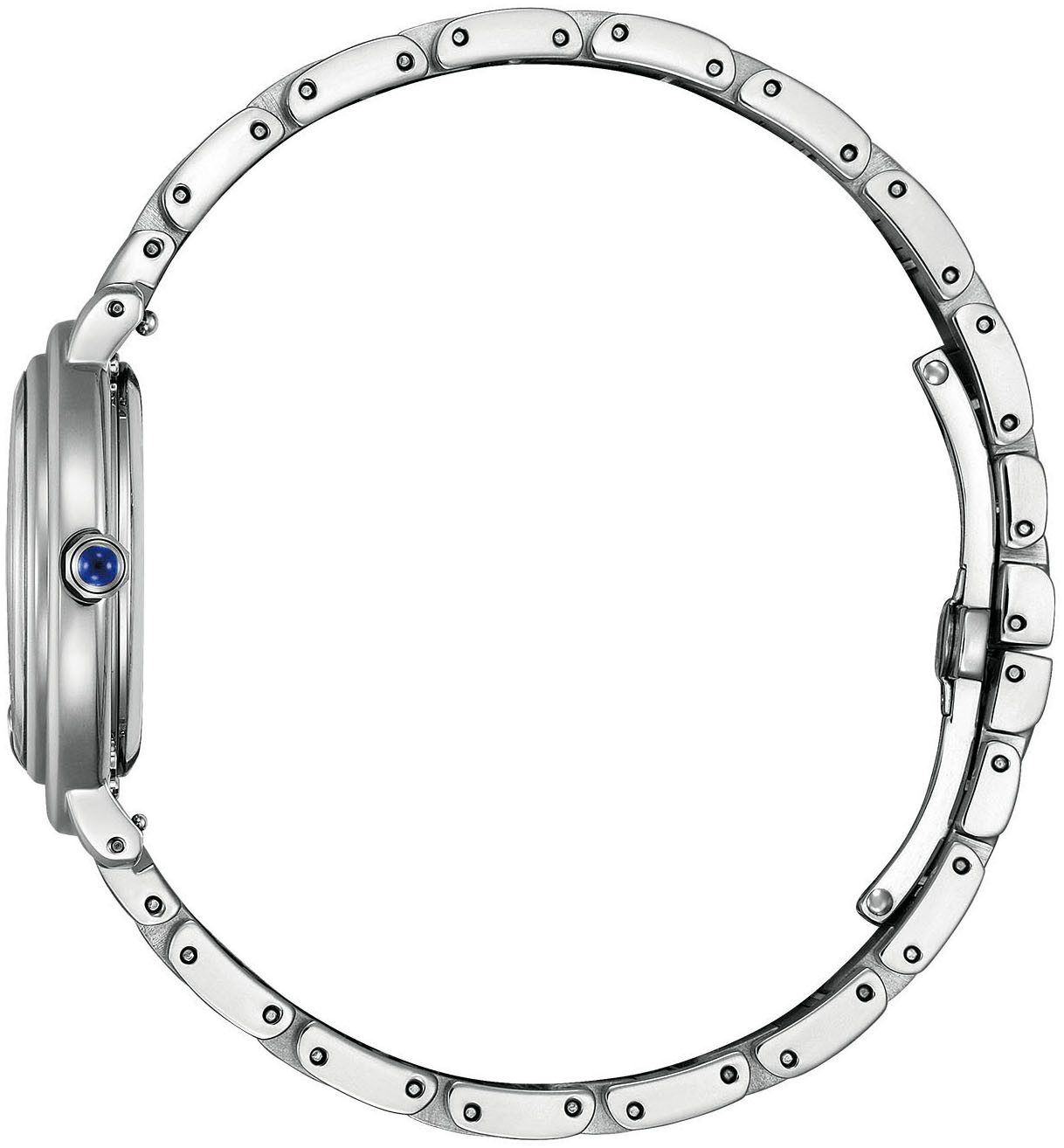 Citizen Solarhorloge Horloge, dameshorloge, diamanten, saffierglas, stalen armband (set, 2-delig, Met verwisselbaar bandje van veganistisch leer (appel))