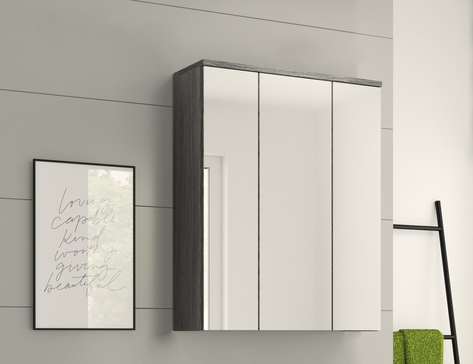 welltime Badkamerspiegelkast LUCCA, TOPSELLER!, Breedte 60 cm, 3 spiegeldeuren, 9 vakken, 6 legplanken