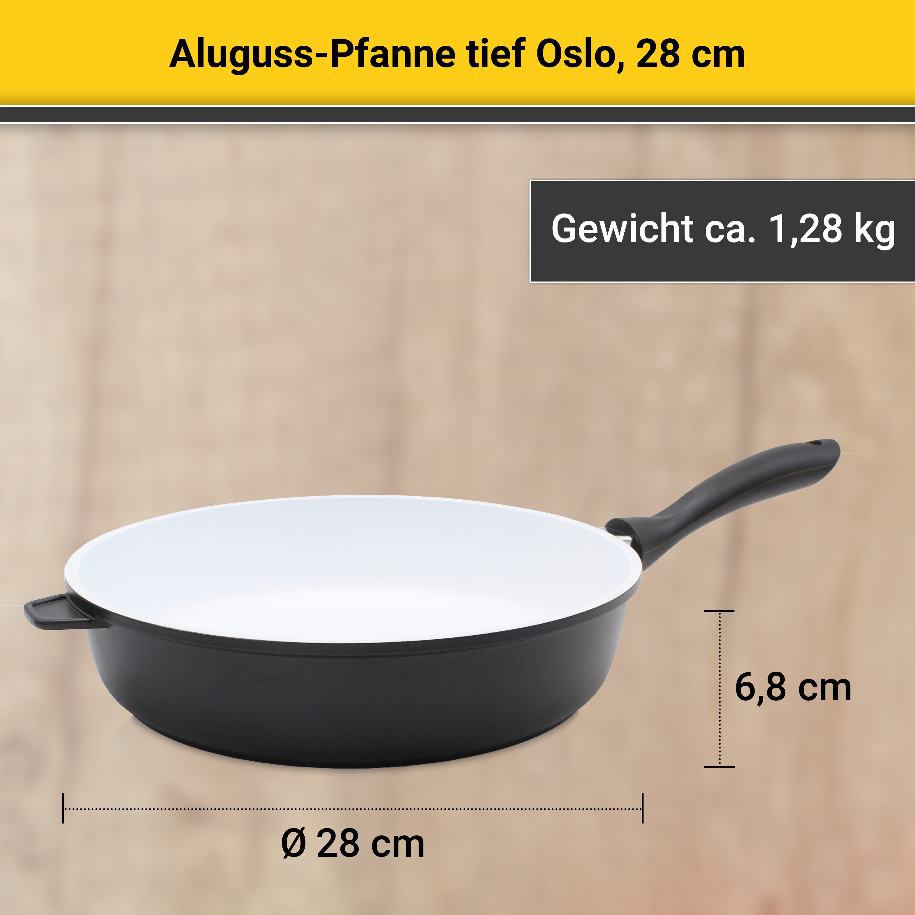 Krüger Koekenpan Gietaluminium koekenpan diep OSLO, 28 cm (1-delig)