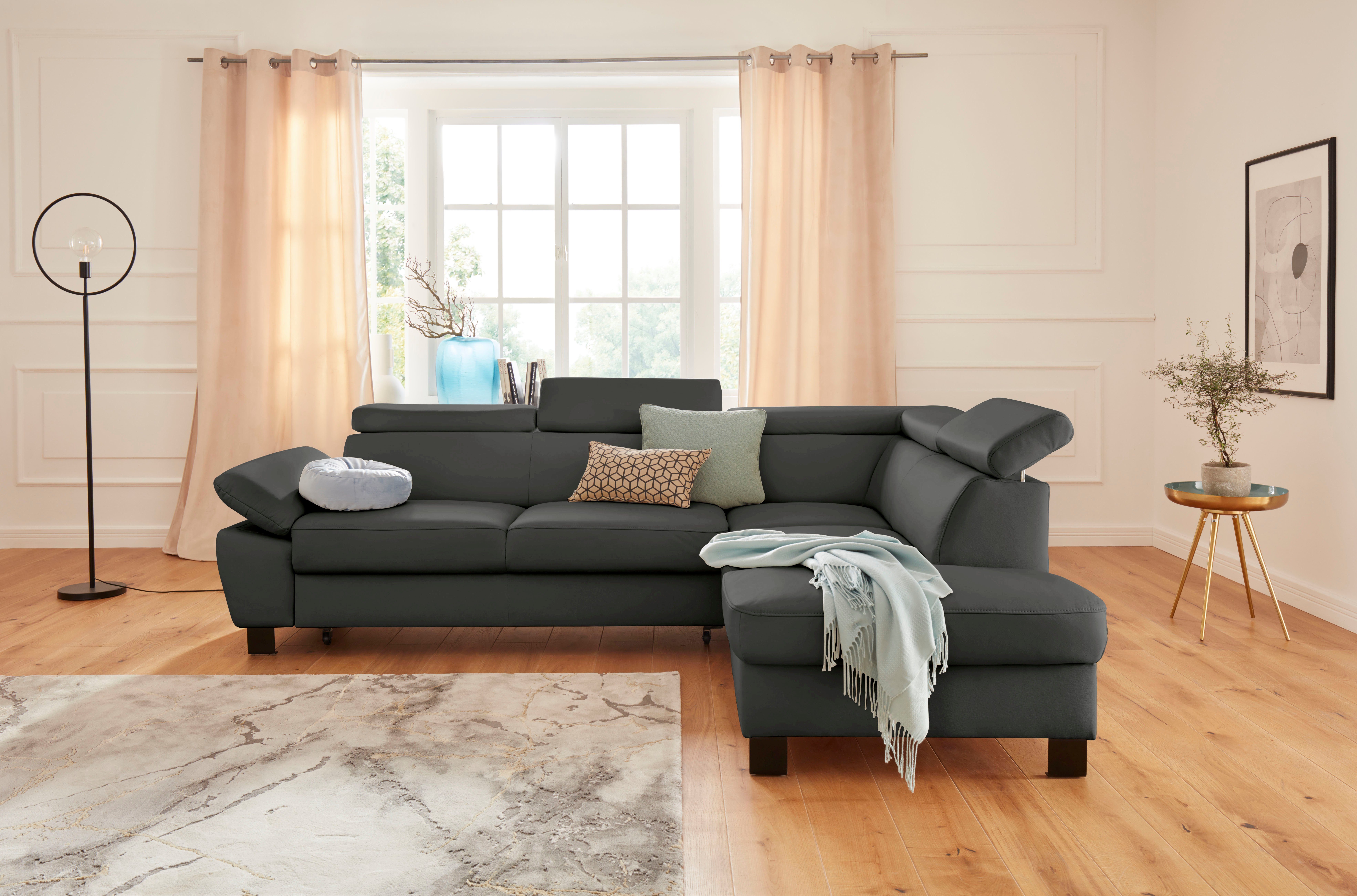 exxpo - sofa fashion Hoekbank met verstelbare hoofdsteun en verstelbare armleuningen, naar keuze met slaapfunctie en bedkist