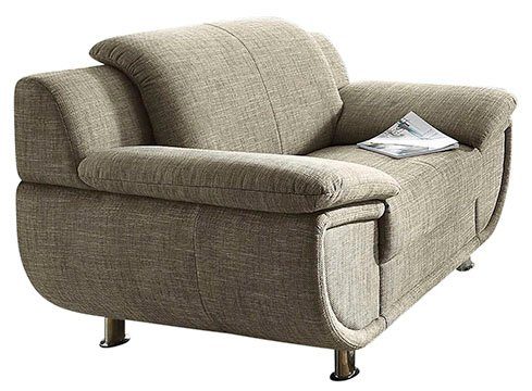 TRENDMANUFAKTUR Fauteuil Rondo, breedte 121 cm, brede armleuningen, chromen poten