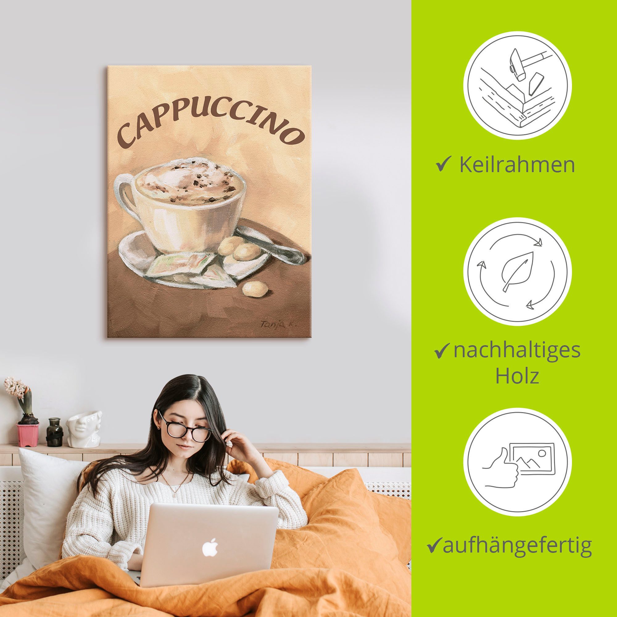 Artland Artprint Kopje cappuccino als artprint op linnen, poster, muursticker in verschillende maten