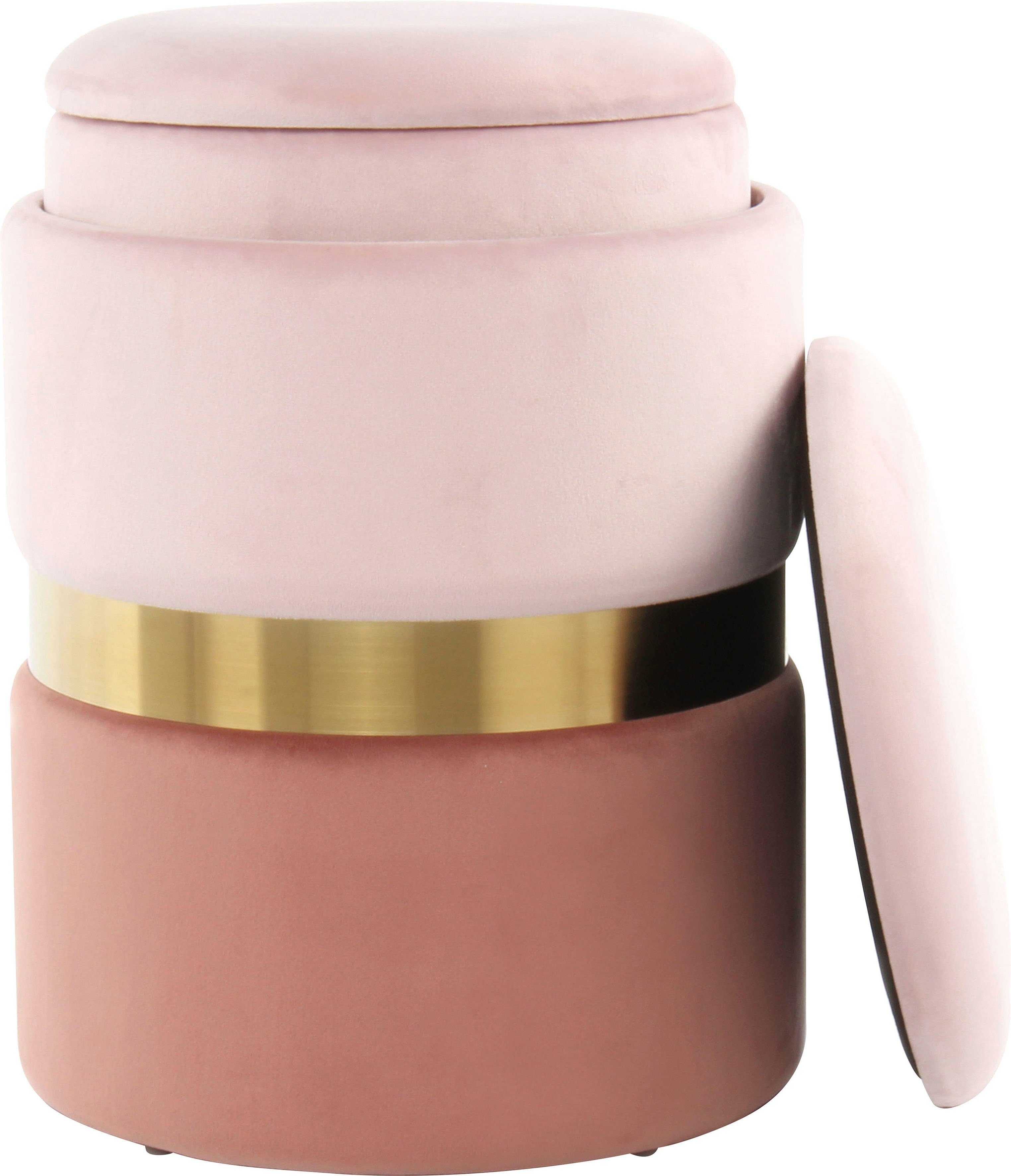 Kayoom Hocker met bergruimte Kruk Zora 125 2-delige set, fluweelzachte stof bekleding, ronde elegante vorm (set, 2 stuks)