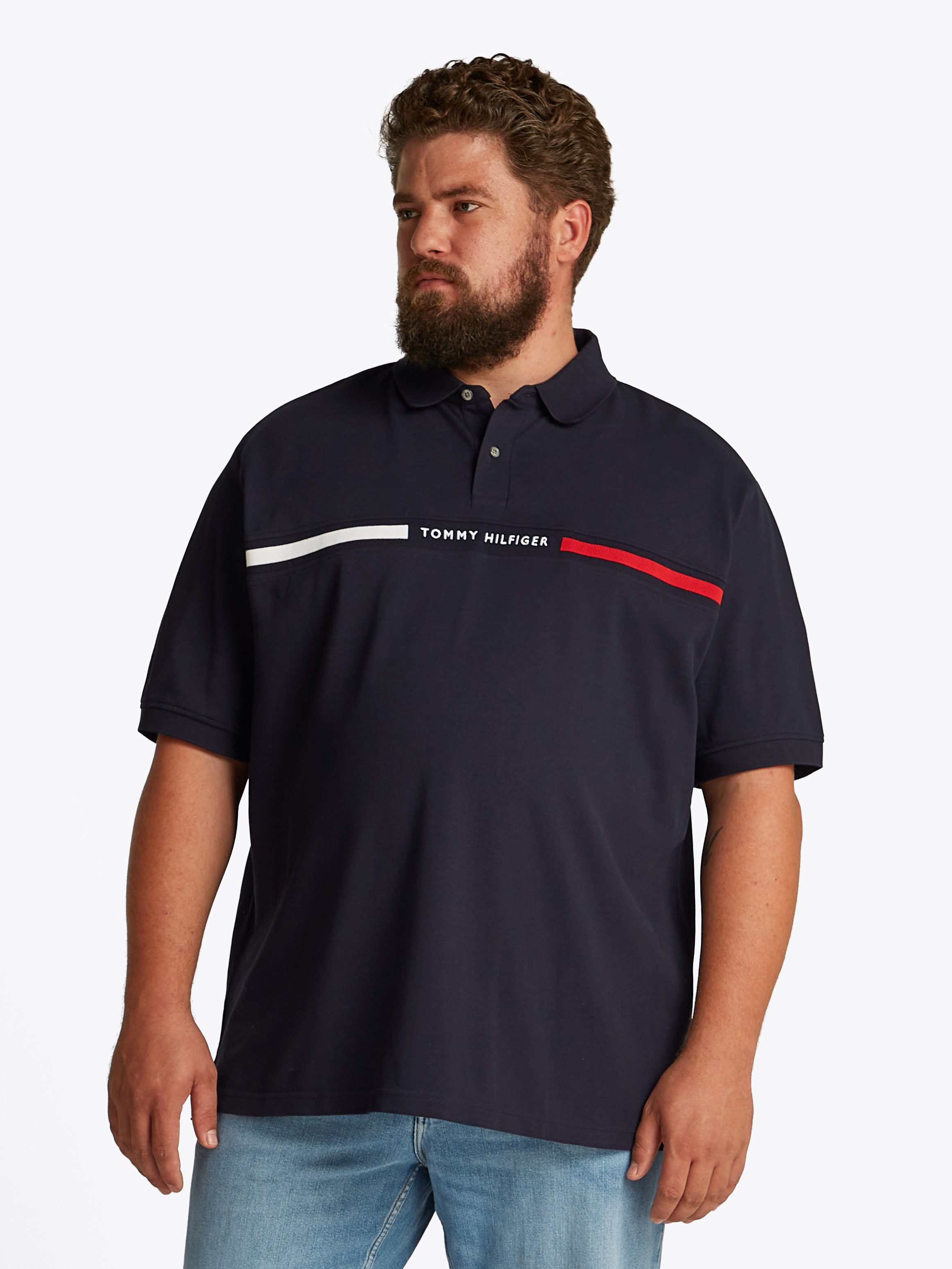 Tommy Hilfiger Poloshirt BT-HILFIGER CHEST INSERT REG -B heren poloshirts maat 4XL blauw