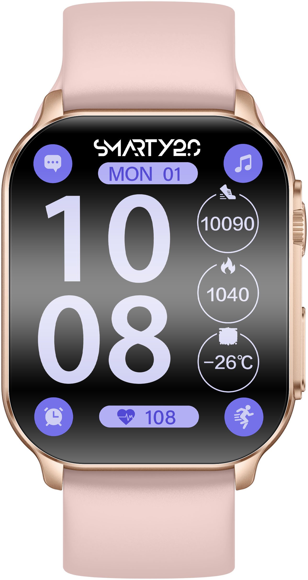 SMARTY 2.0 Smartwatch Polshorloge, dameshorloge, herenhorloge, Android 5.0+, Apple iOS 9.0+(set, 2-delig, Met wisselband)
