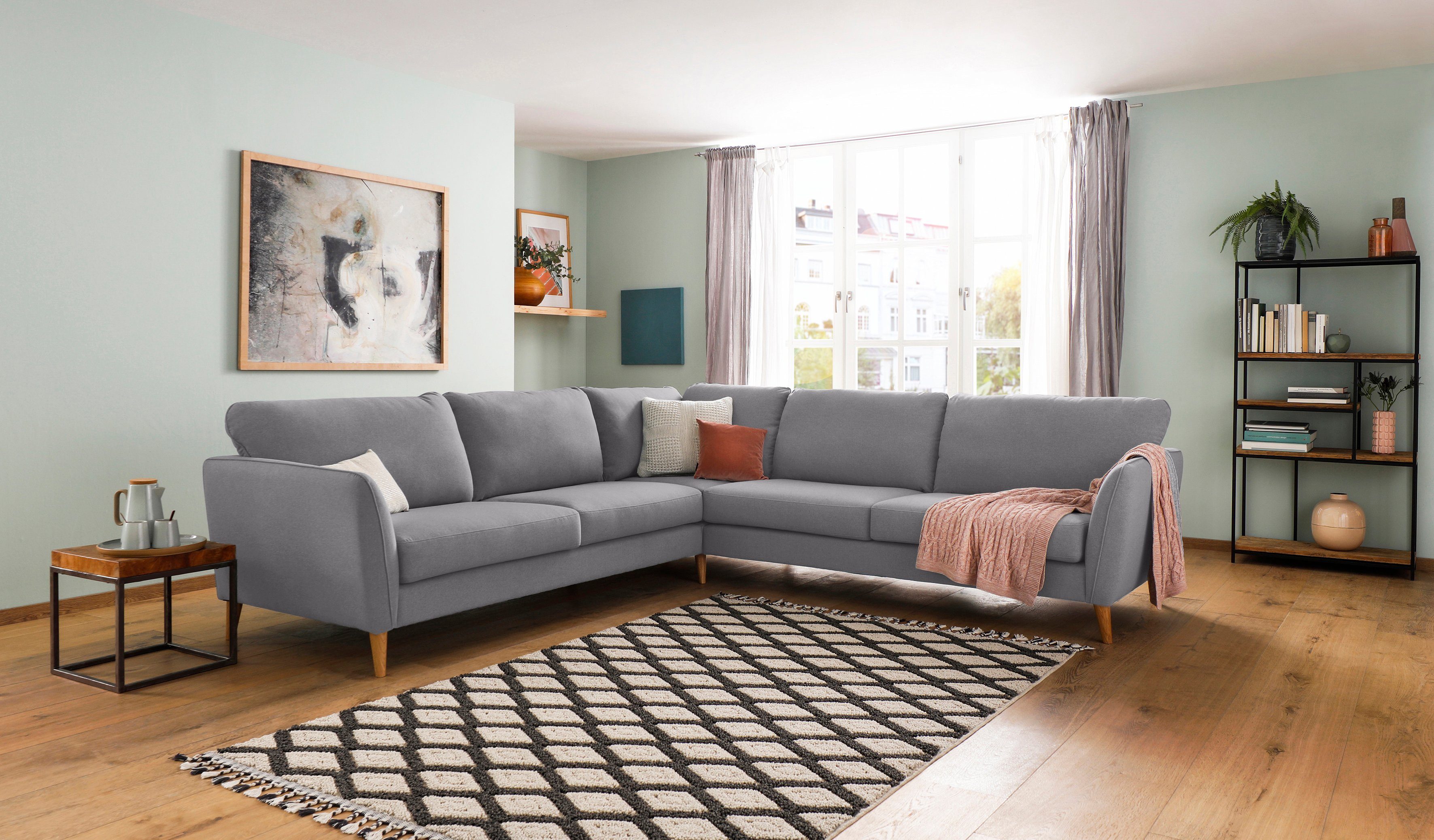 Home affaire Hoekbank MARSEILLE 278/278 cm, L-vorm, geweven stof, vlakke weefsel, viltlook