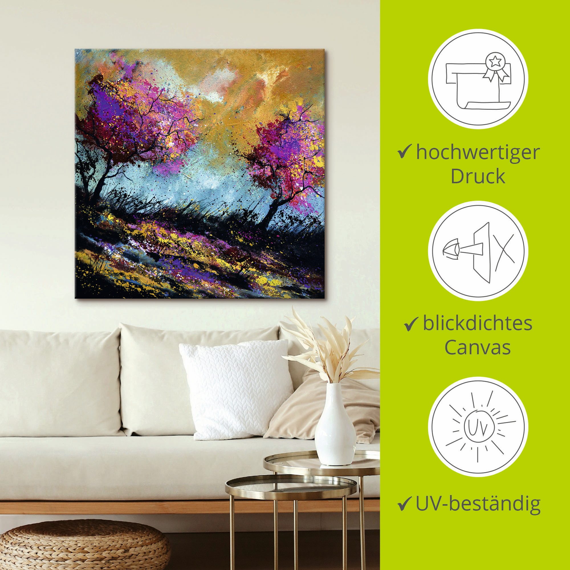 Artland Artprint op linnen Herfst-eiken gespannen op een spieraam