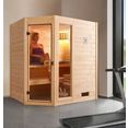weka sauna valida hoek 1 5,4 kw kachel met interne bediening, met raam beige