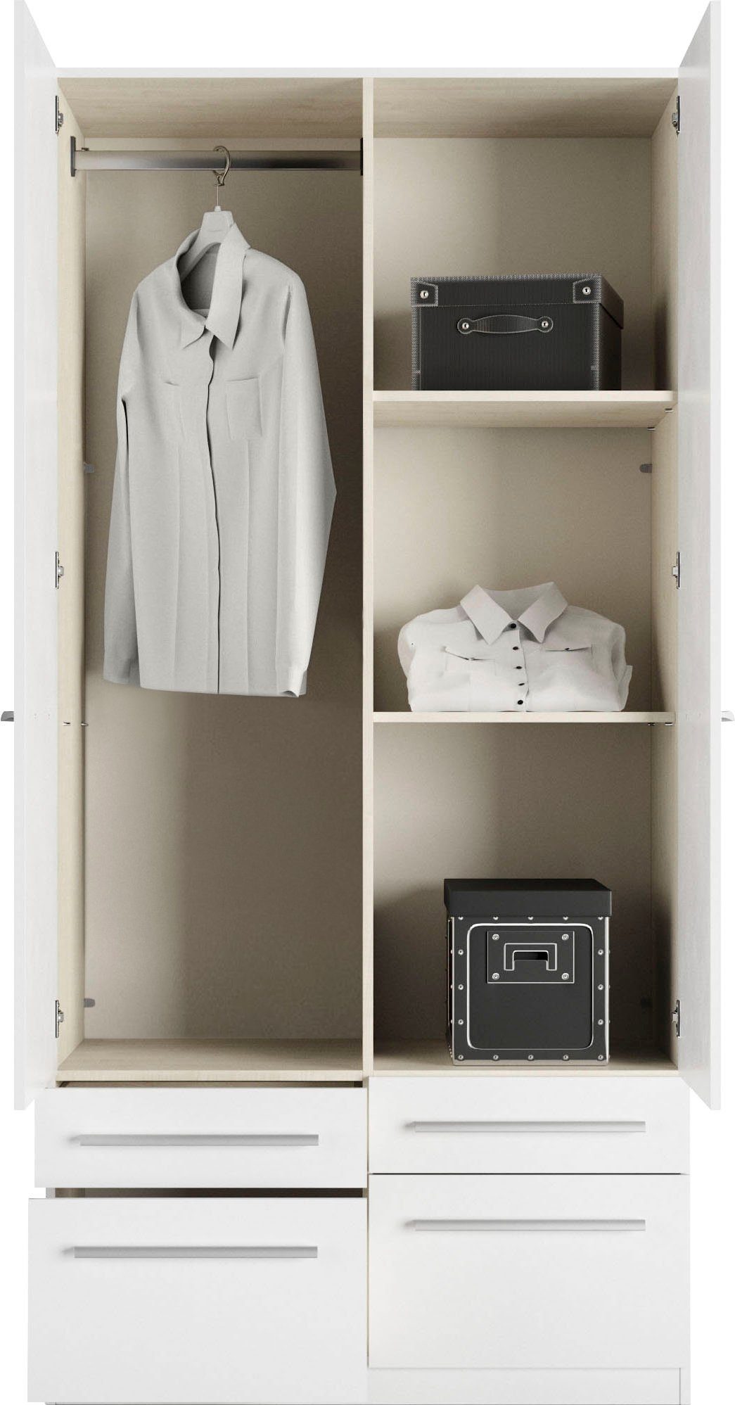 priess Kledingkast Kast garderobe waskast Barcelona in 5 breedtes veel opbergruimte, ruime lades, met spiegel, made in germany