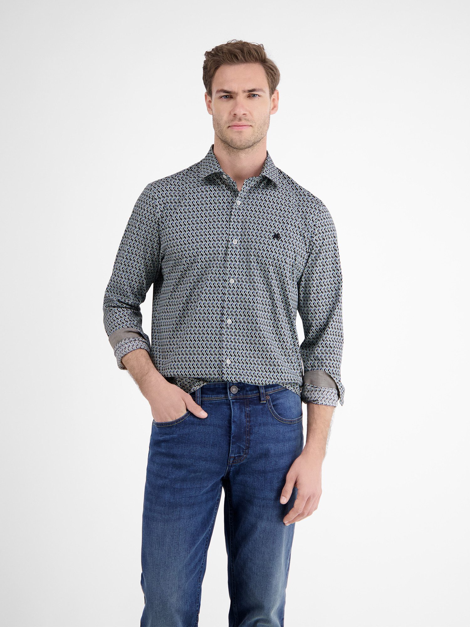 Lerros Overhemd met lange mouwen LERROS poplin overhemd met stretch