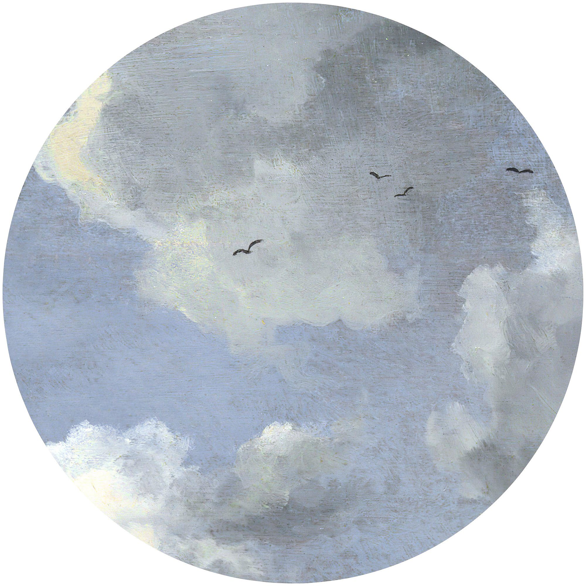 komar vliesbehang simply sky 125 x 125 cm (breedte x hoogte), rond en zelfklevend (1 stuk) multicolor