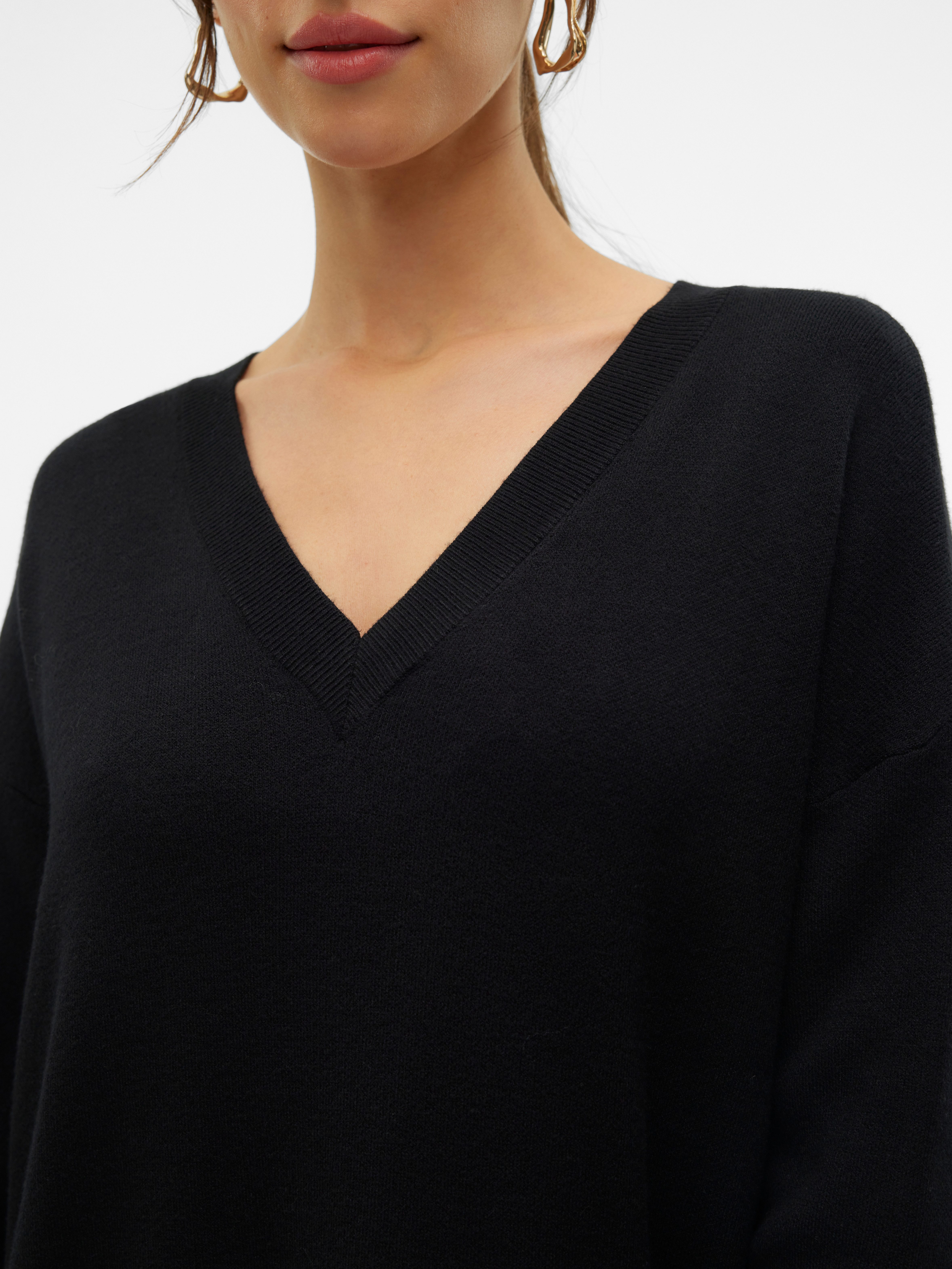 Vero Moda Gebreide jurk VMGOLD LS V-NECK 7/8 DRESS GA