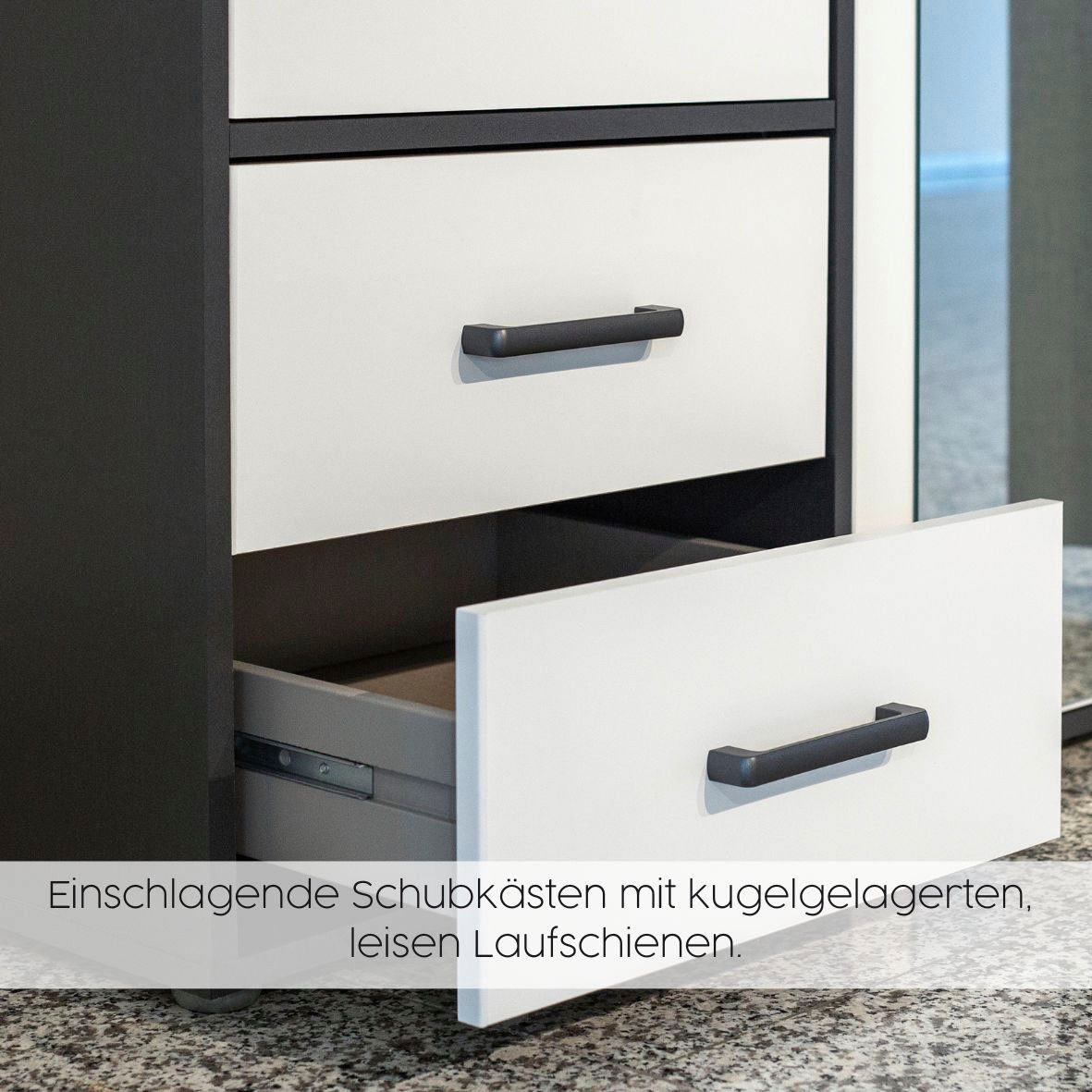 rauch Draaideurkast Voyager moderne grepen in grijs metallic met buitenlades made in germany