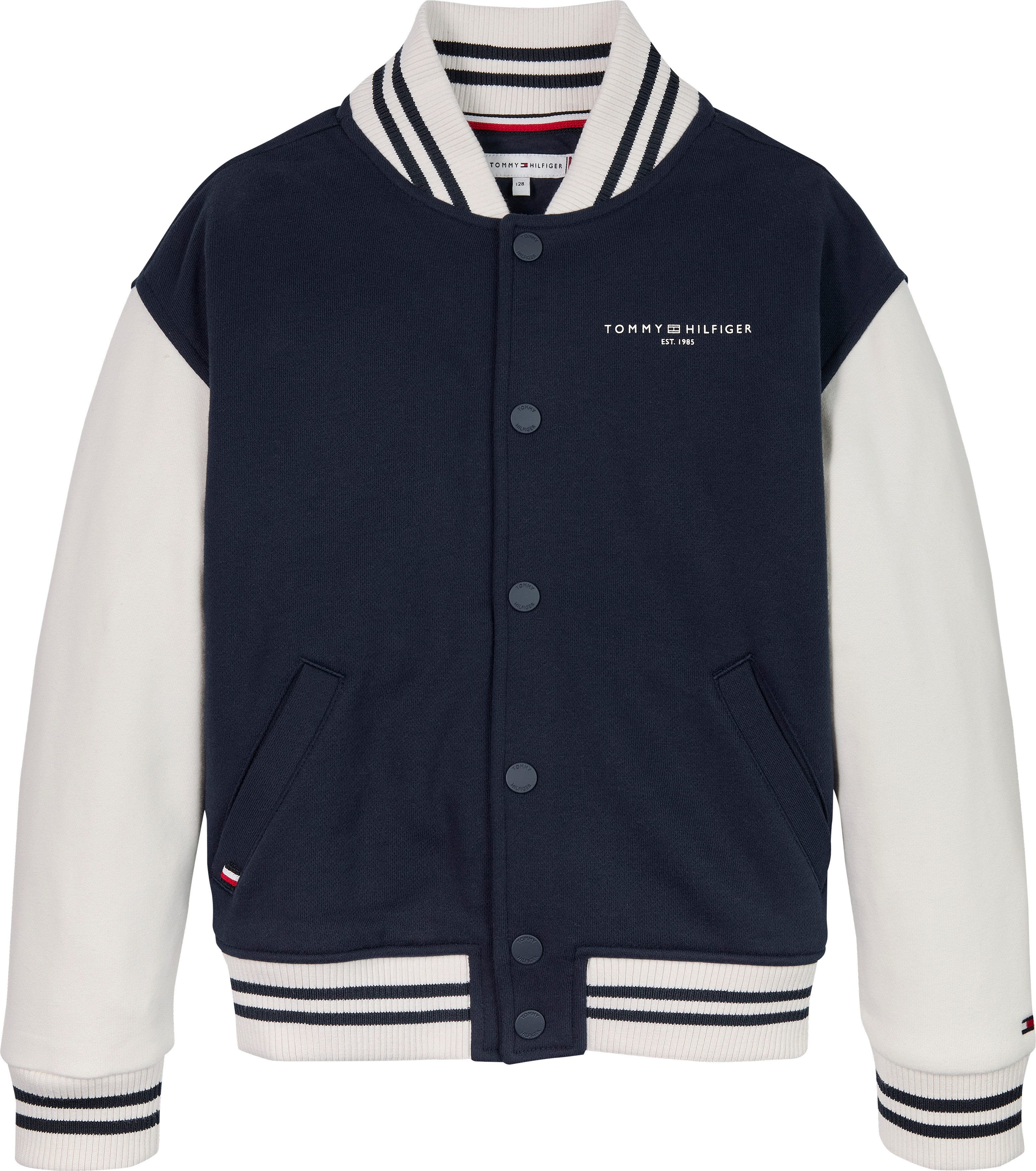 Tommy Hilfiger Sweatvest U MINI CORP LOGO BOMBER met contrasterende mouwen met logo-opdruk