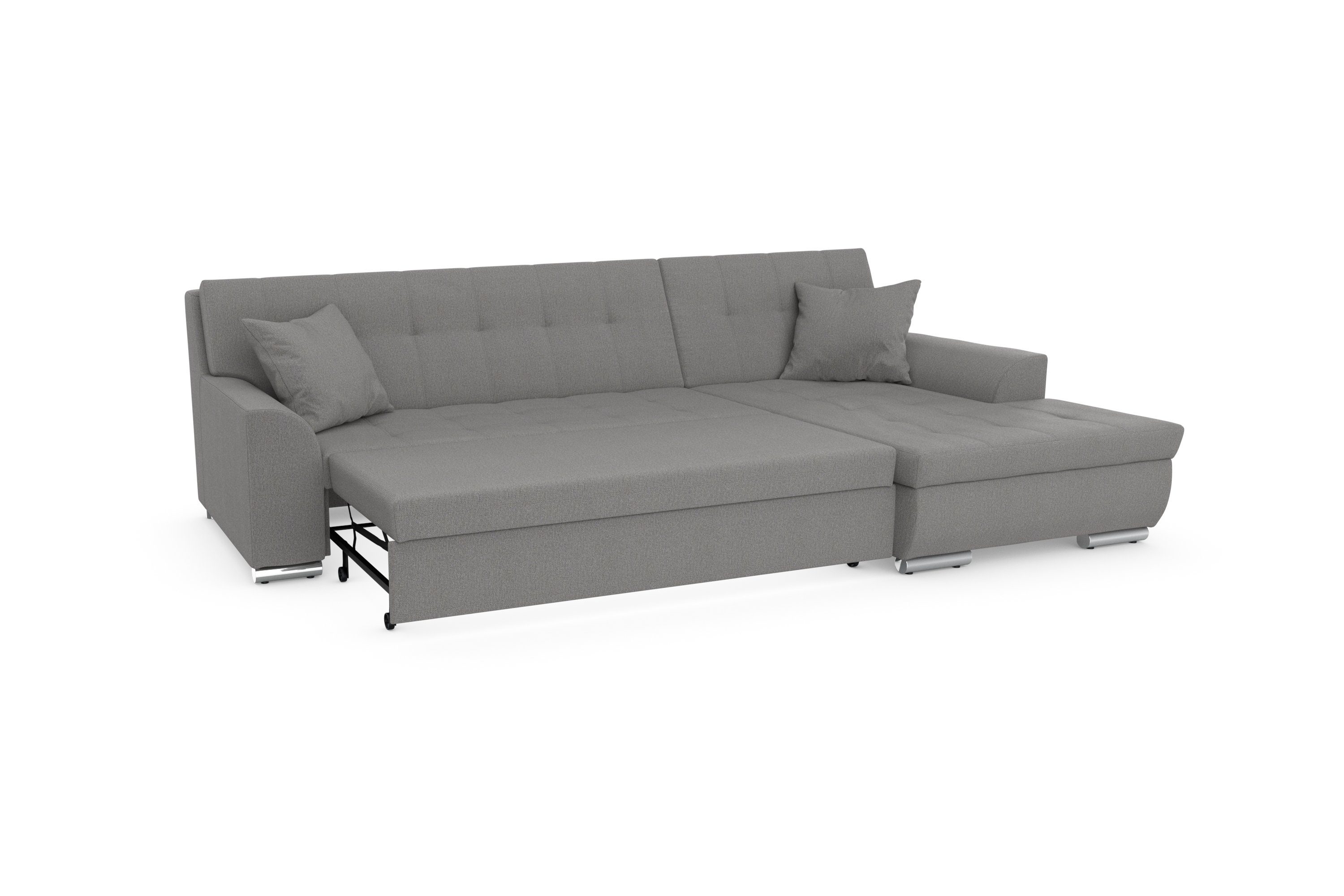 DOMO collection Hoekbank Treviso veel bekledingen, ook in cord, L-vorm, B/D/H: 267/80/83 cm optioneel met slaapbank functie, incl. sierkussens, hoogwaardig doorgestikt patroon