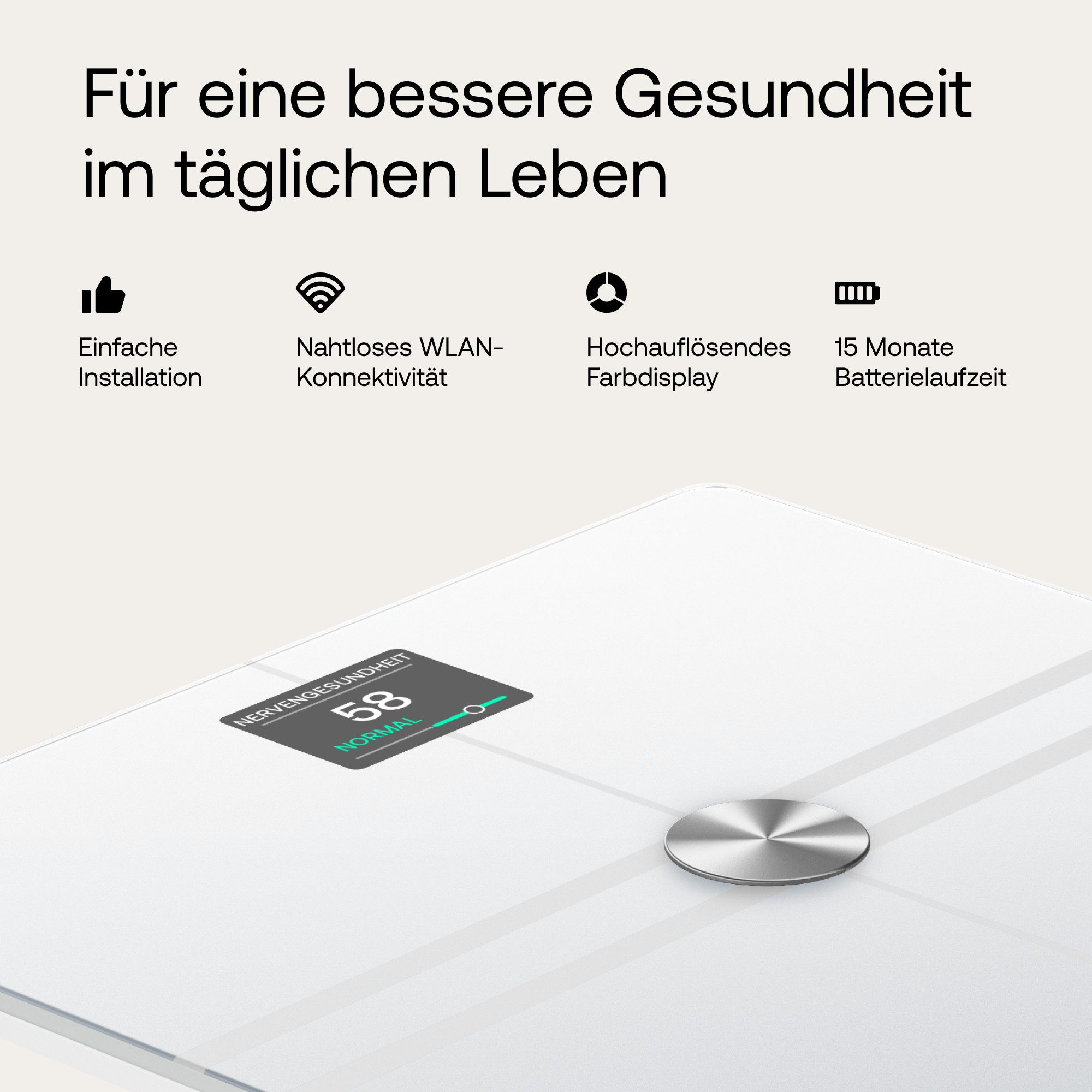 Withings Personenweegschaal Body Comp, Wi-Fi of Bluetooth-connectiviteit speciale modi voor zwangerschap, baby's en atleten