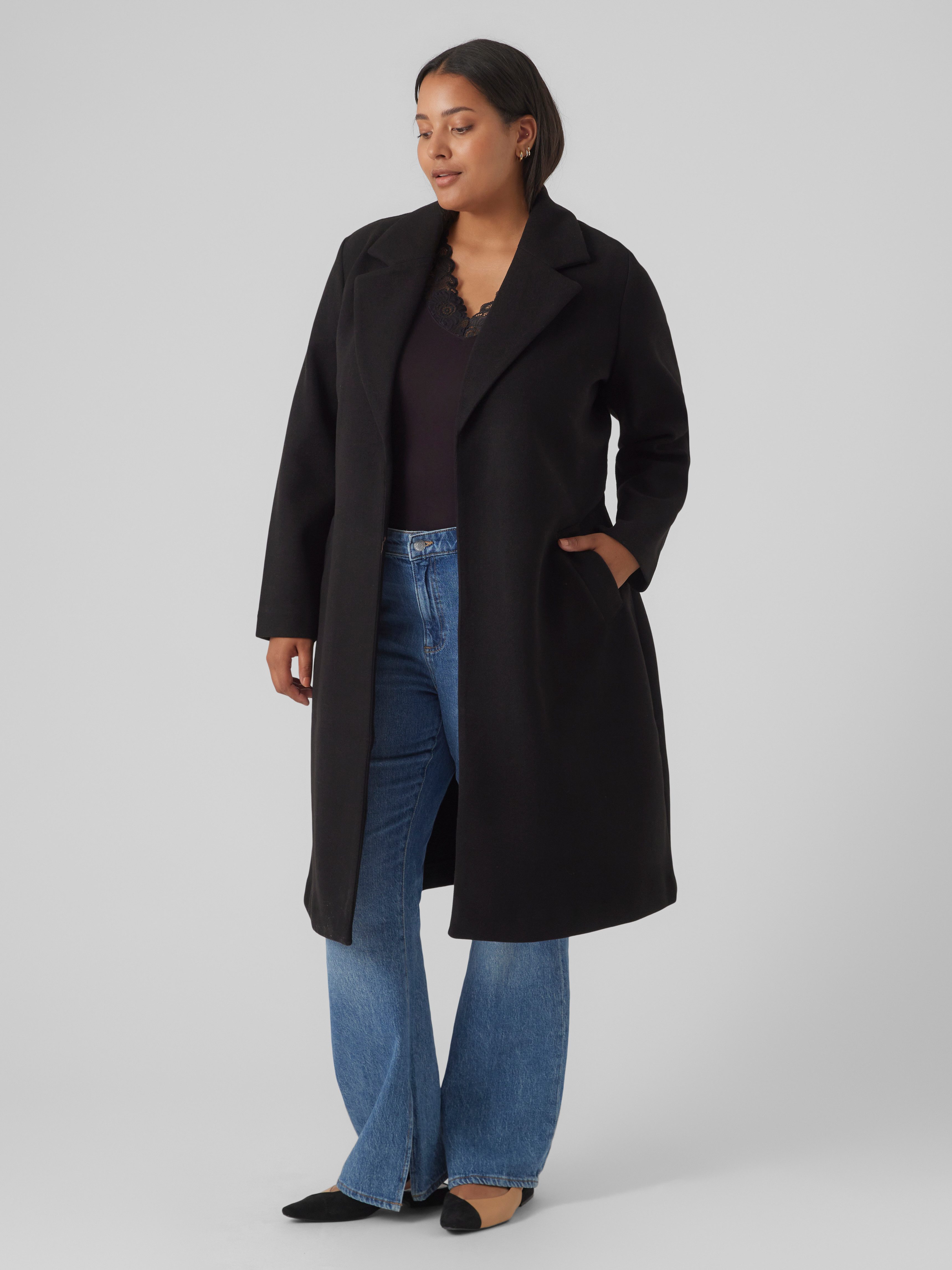 Vero Moda Curve Lange jas VMCFORTUNEAYA LONG COAT GA CUR NOOS