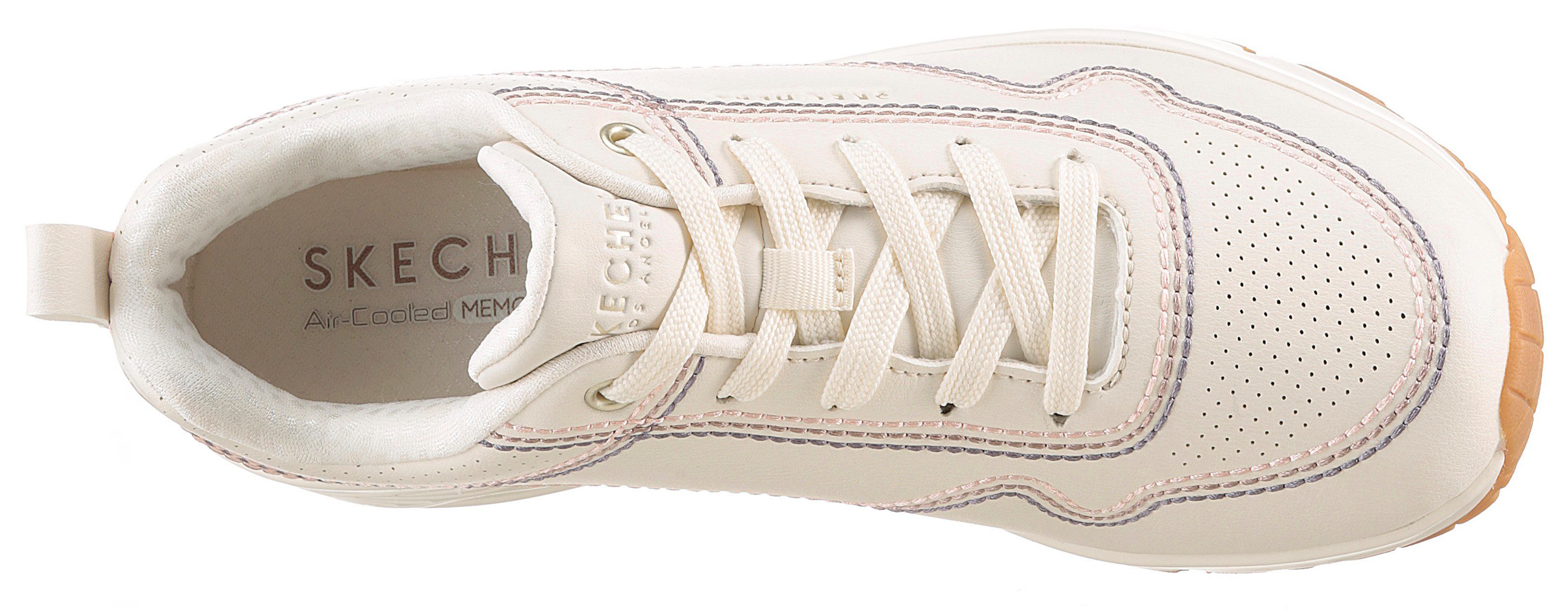 Skechers Sneakers UNO-LUXURIOUS STITCHES , wedge sneaker, plateau sneaker met skech-air functie