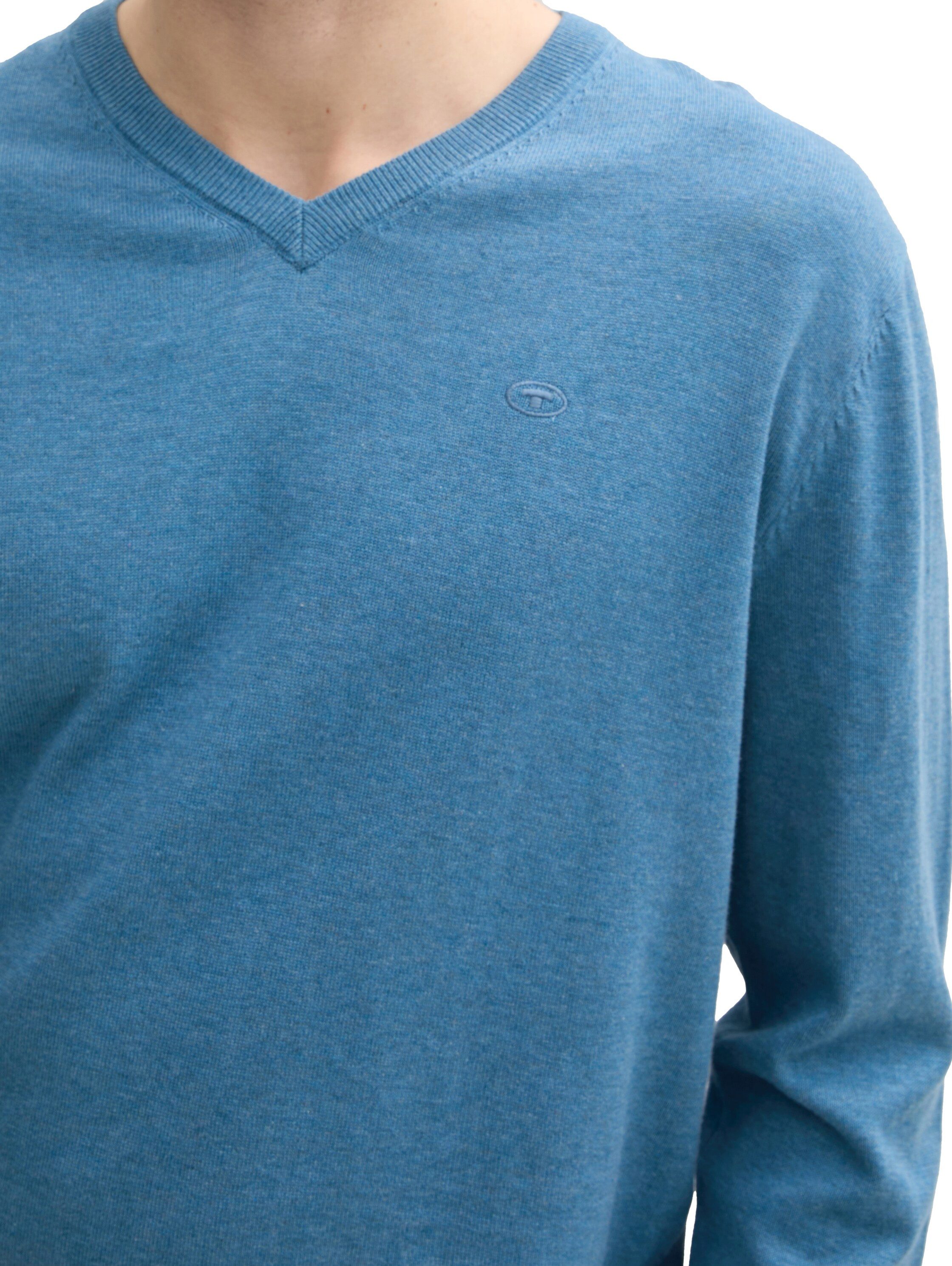 Tom Tailor Trui met V-hals met klein logoborduursel