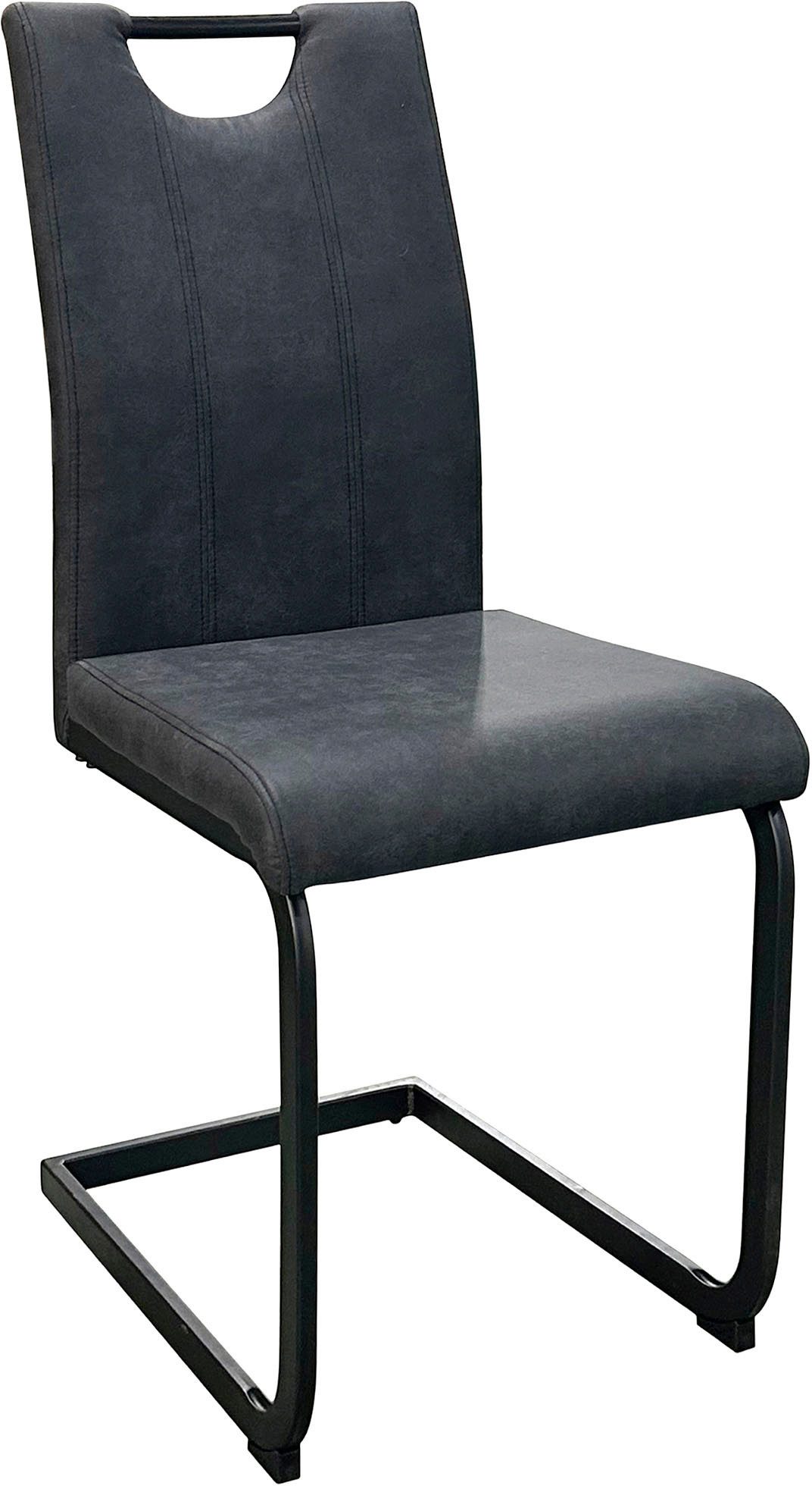 byLIVING Vrijdragende stoel Banff (2-stuks set) met handgreep, frame van zwart metaal, keukenstoel, diverse bekledingen (set)