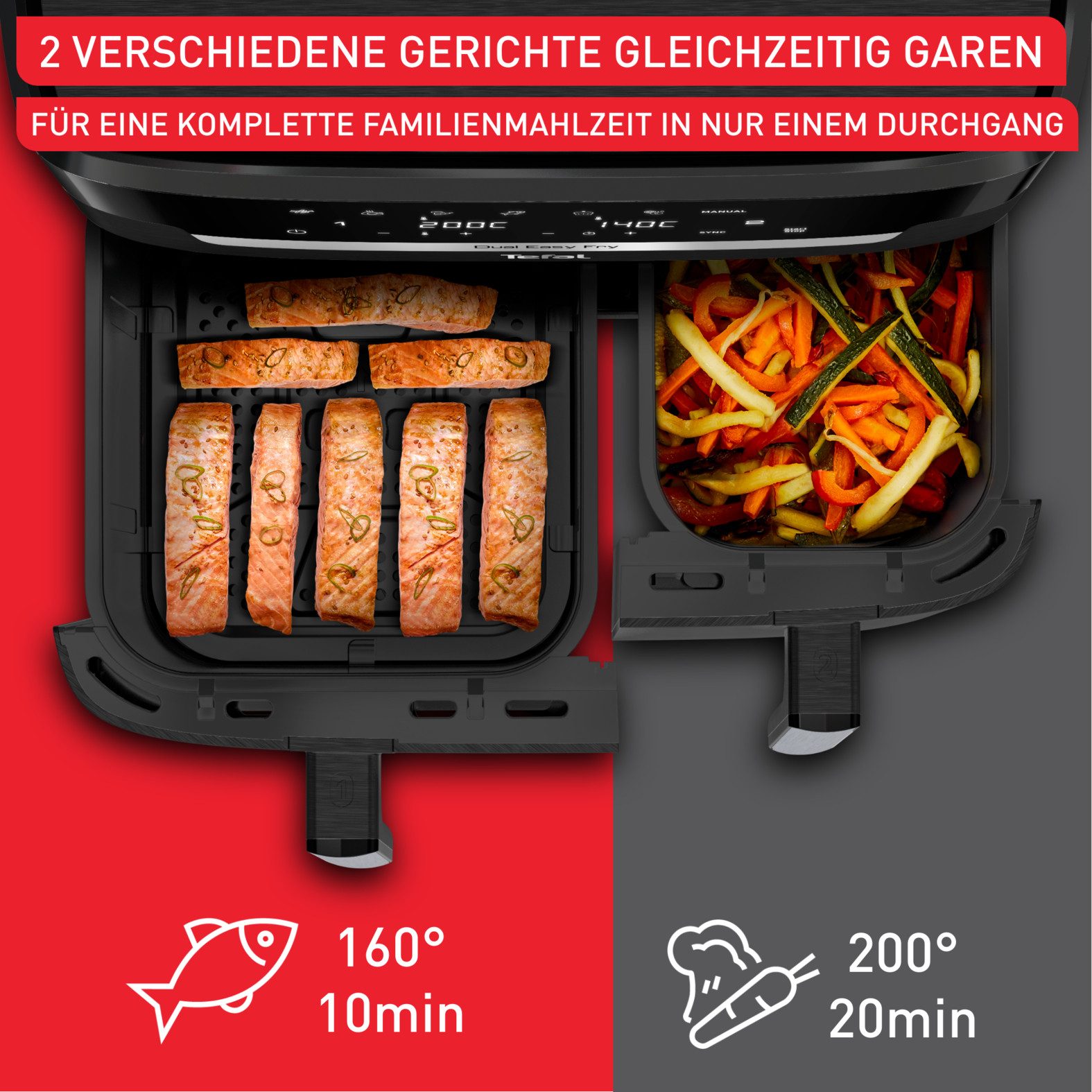 Tefal Airfryer EY9428 Dual Easy Fry XXL