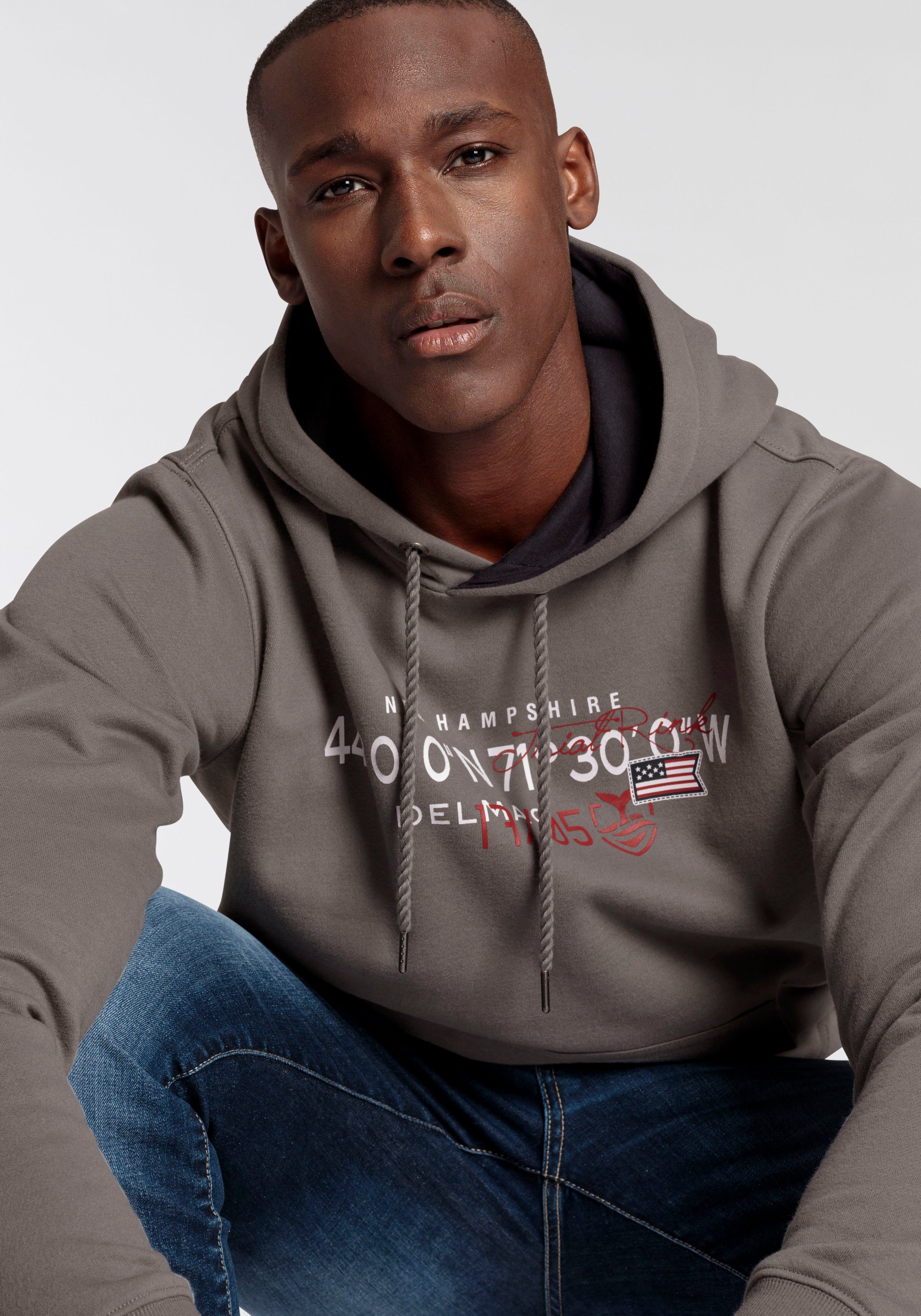 DELMAO Hoodie Lange mouwen, losse pasvorm, met print, met capuchon