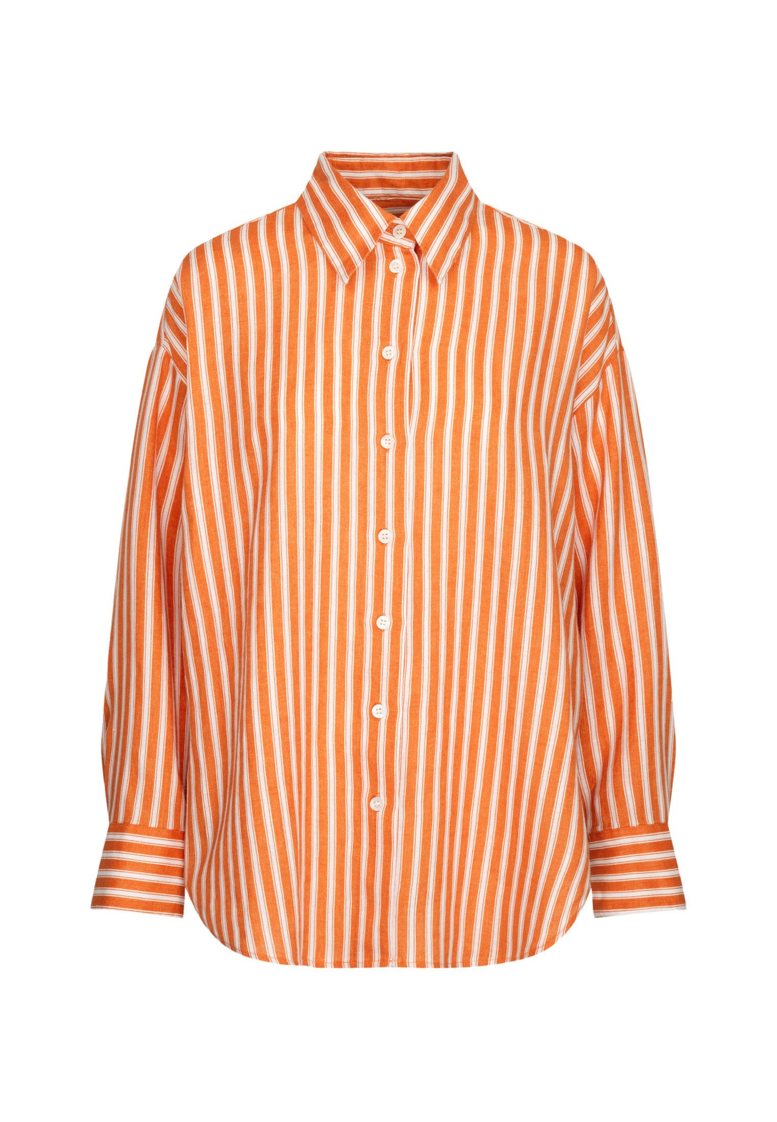seidensticker Lange blouse Zwarte roos Lange mouwen kraag strepen