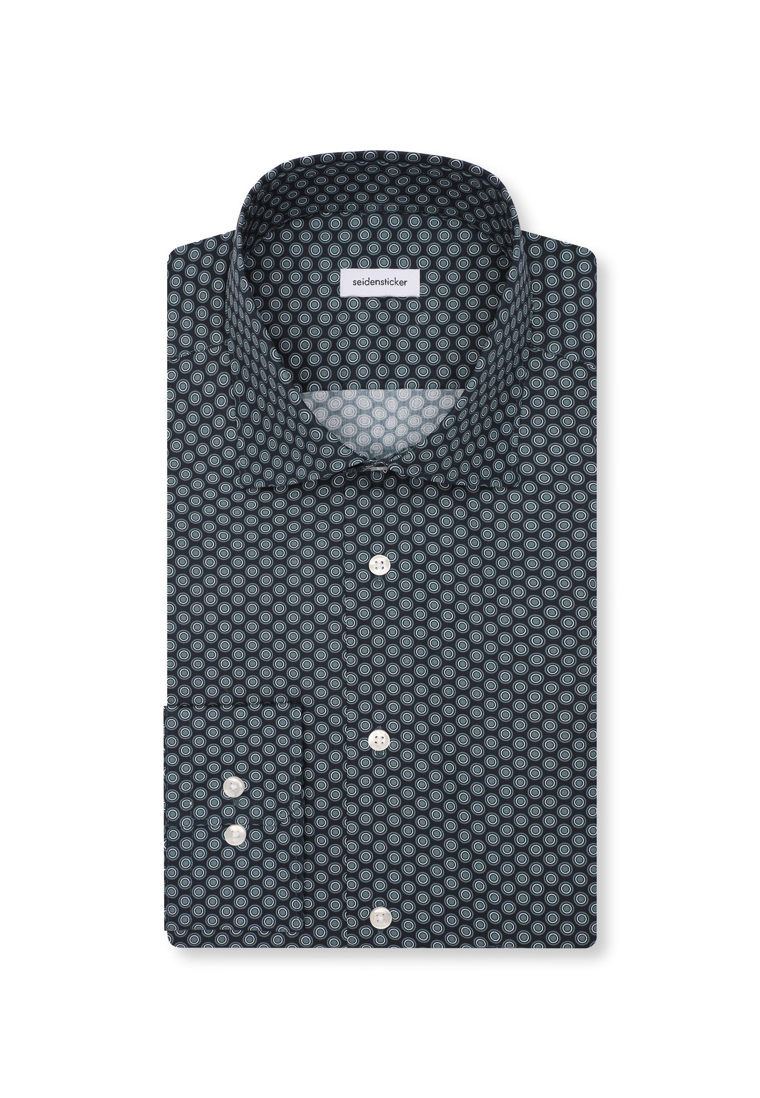 seidensticker Businessoverhemd Zwarte roos Slim 1/1 Kentkraag print