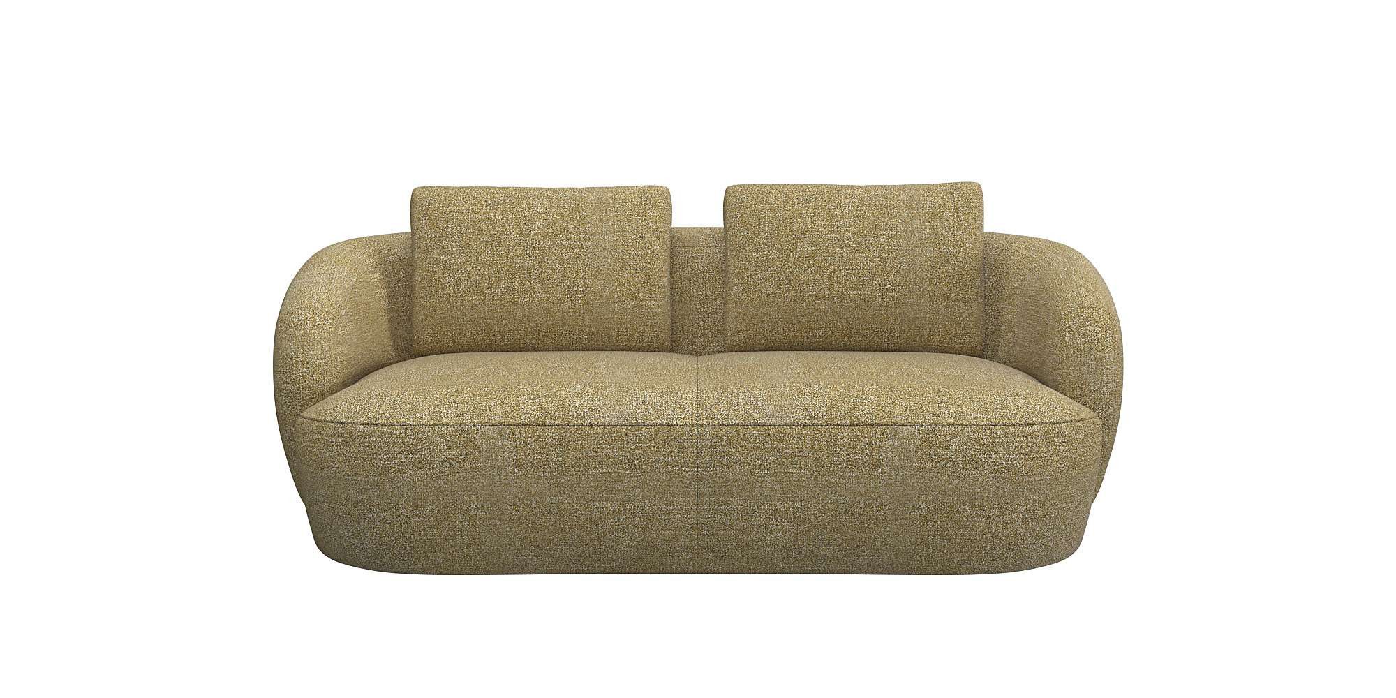 FLEXLUX 2,5-zits Torino, rond, bank, loveseat Modern, organisch bankontwerp, koudschuim, golfvering geel, 2-zitsbanken