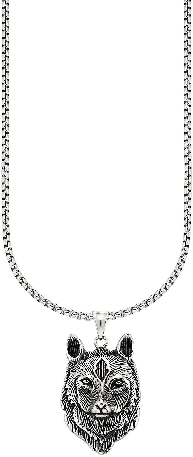 Bruno Banani Ketting met hanger Sieraad cadeau halsketting met hanger in wolfskop-look unisex kettingen zilver(kleur)