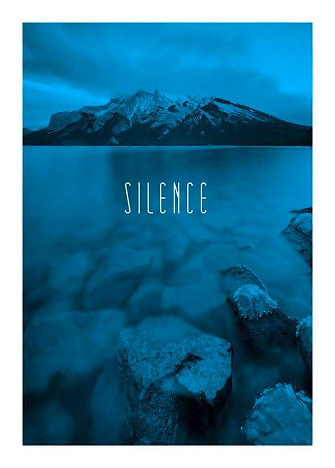 Komar Poster Word Lake Silence blue Hoogte: 70 cm