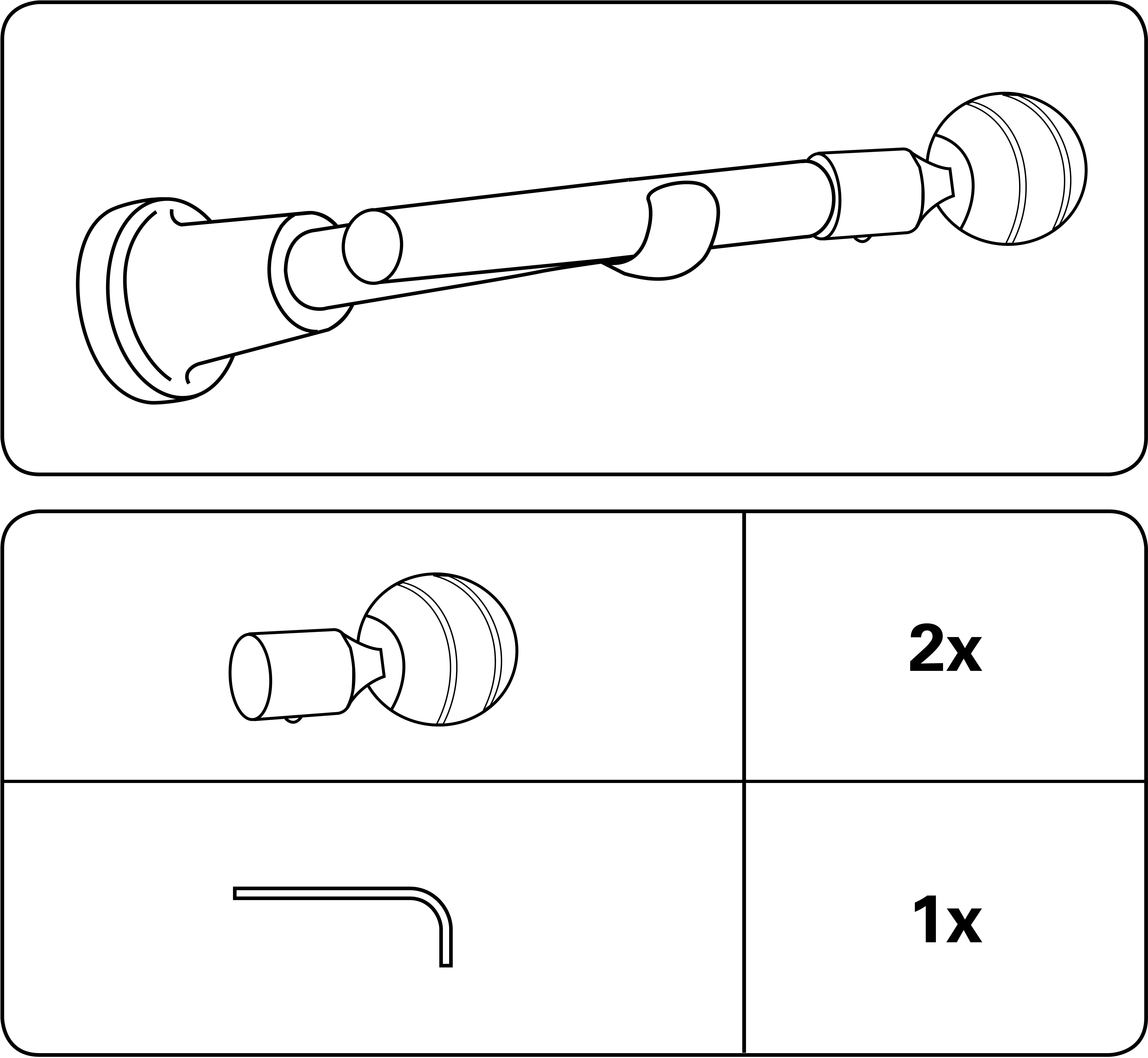 GARDINIA Eindstuk voor gordijnroede Bal Serie gordijnroedenset Ally ø 19 mm (set, 2 stuks)