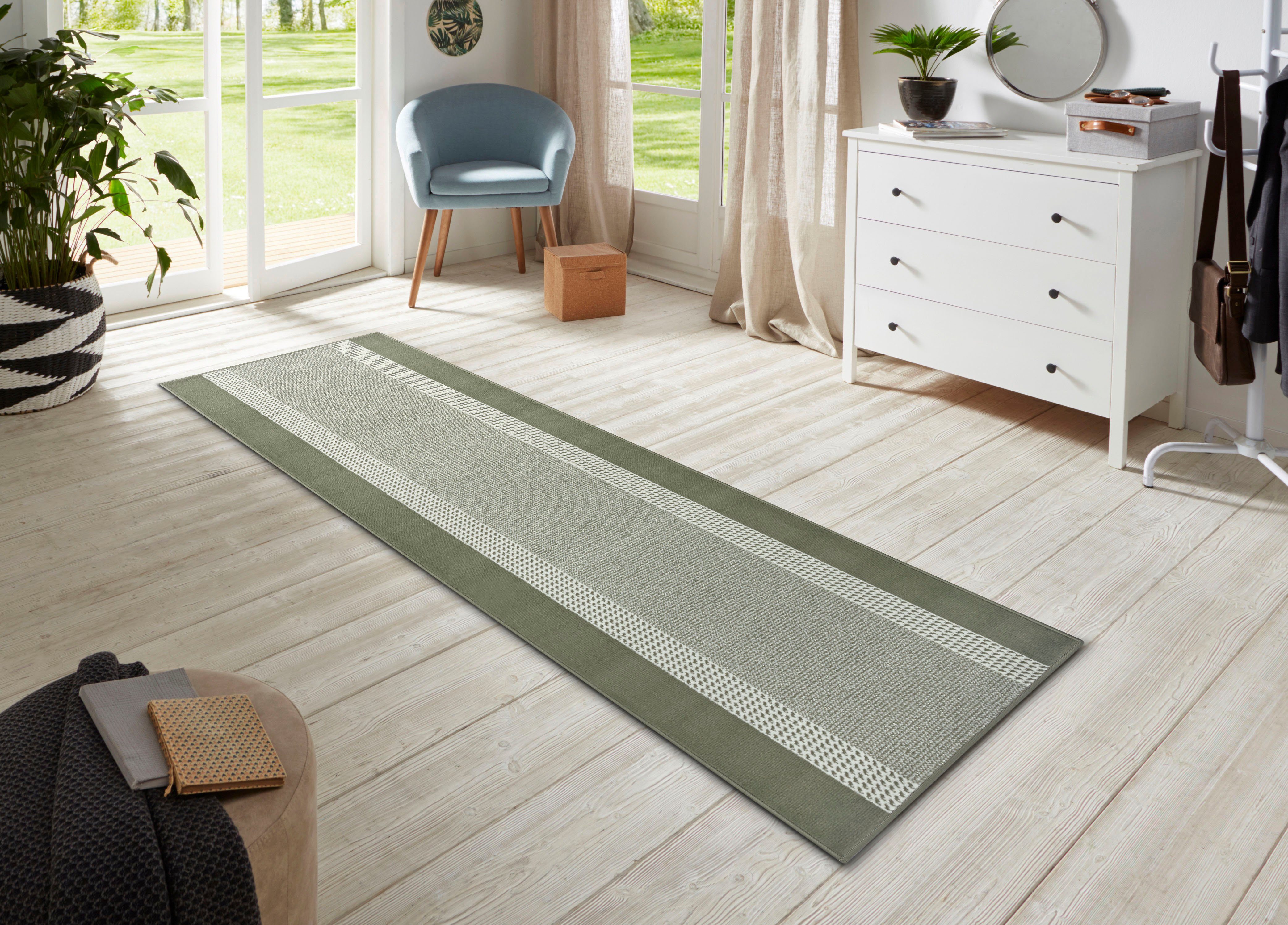 HANSE Home Vloerkleed Band Kortpolig, zacht, loper maten, woonkamer, slaapkamer, eetkamer moderne vloerkleden groen
