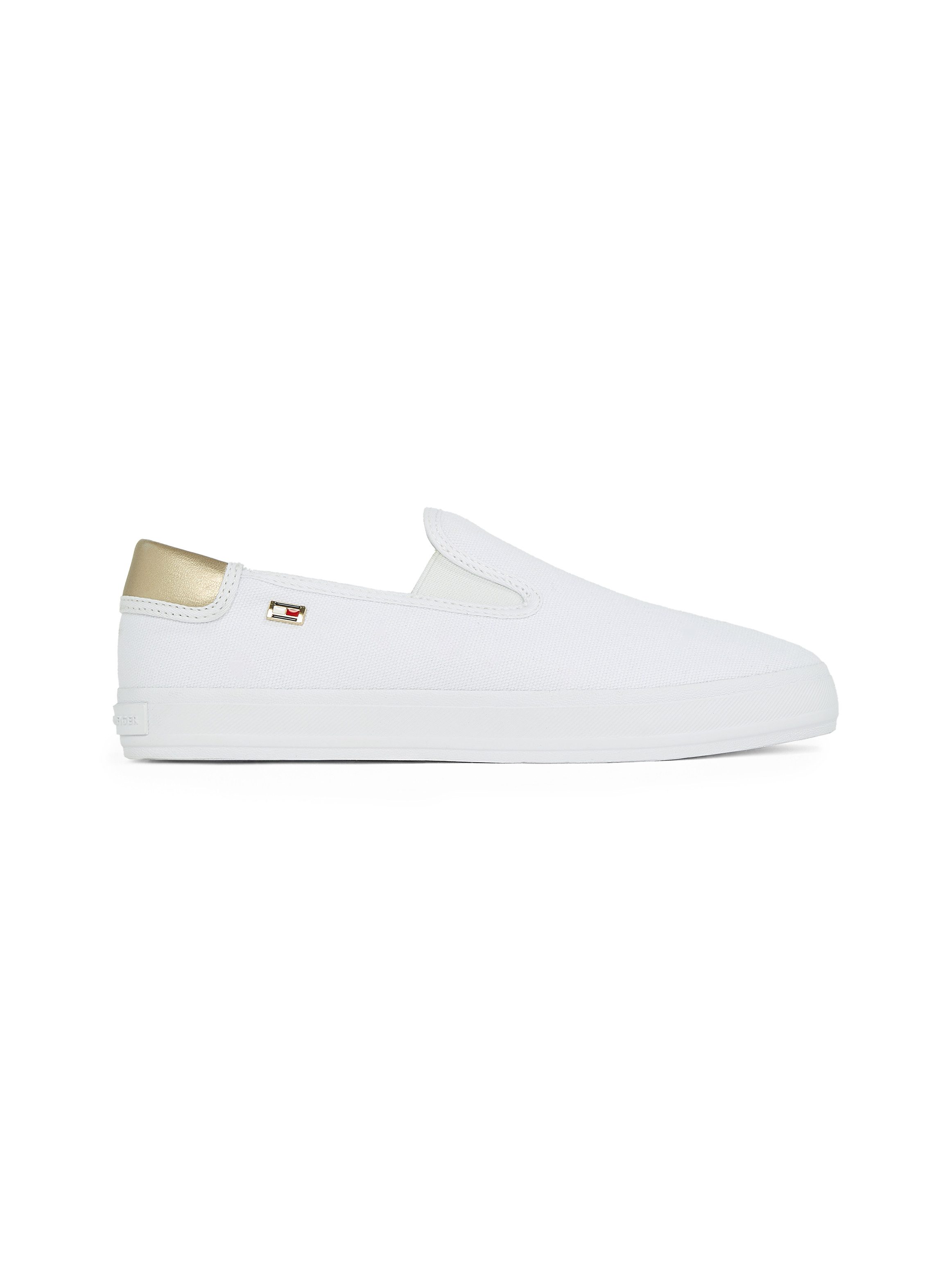 Tommy Hilfiger Slip-on sneakers VULC CANVAS SLIP-ON SNEAKER , plateau, vrijetijdsschoen, halfschoen met contrastafwerking, smalle vorm
