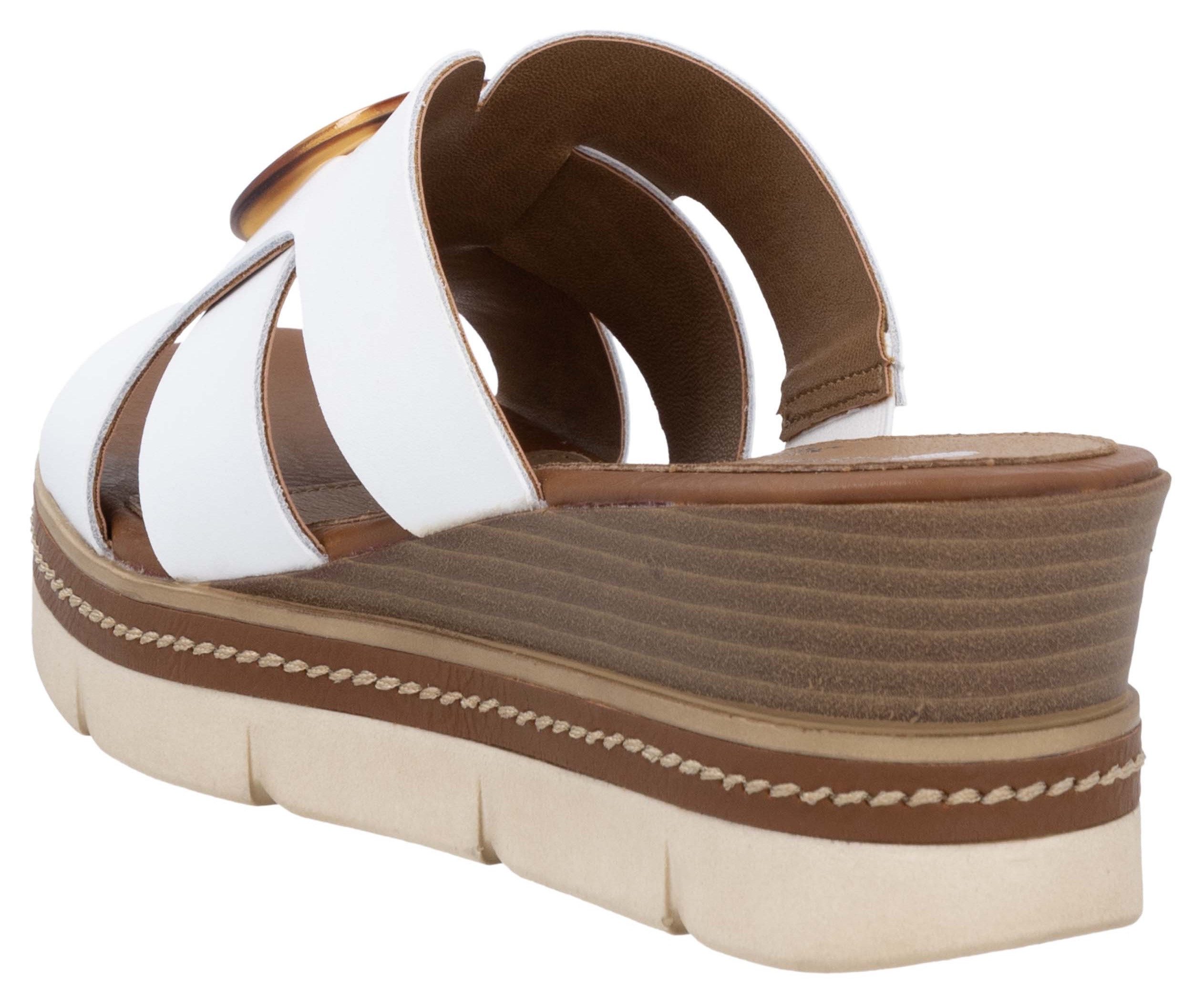 Remonte Slippers , wig hak, zomerschoen, instapschoen met mooie decoratieve gesp