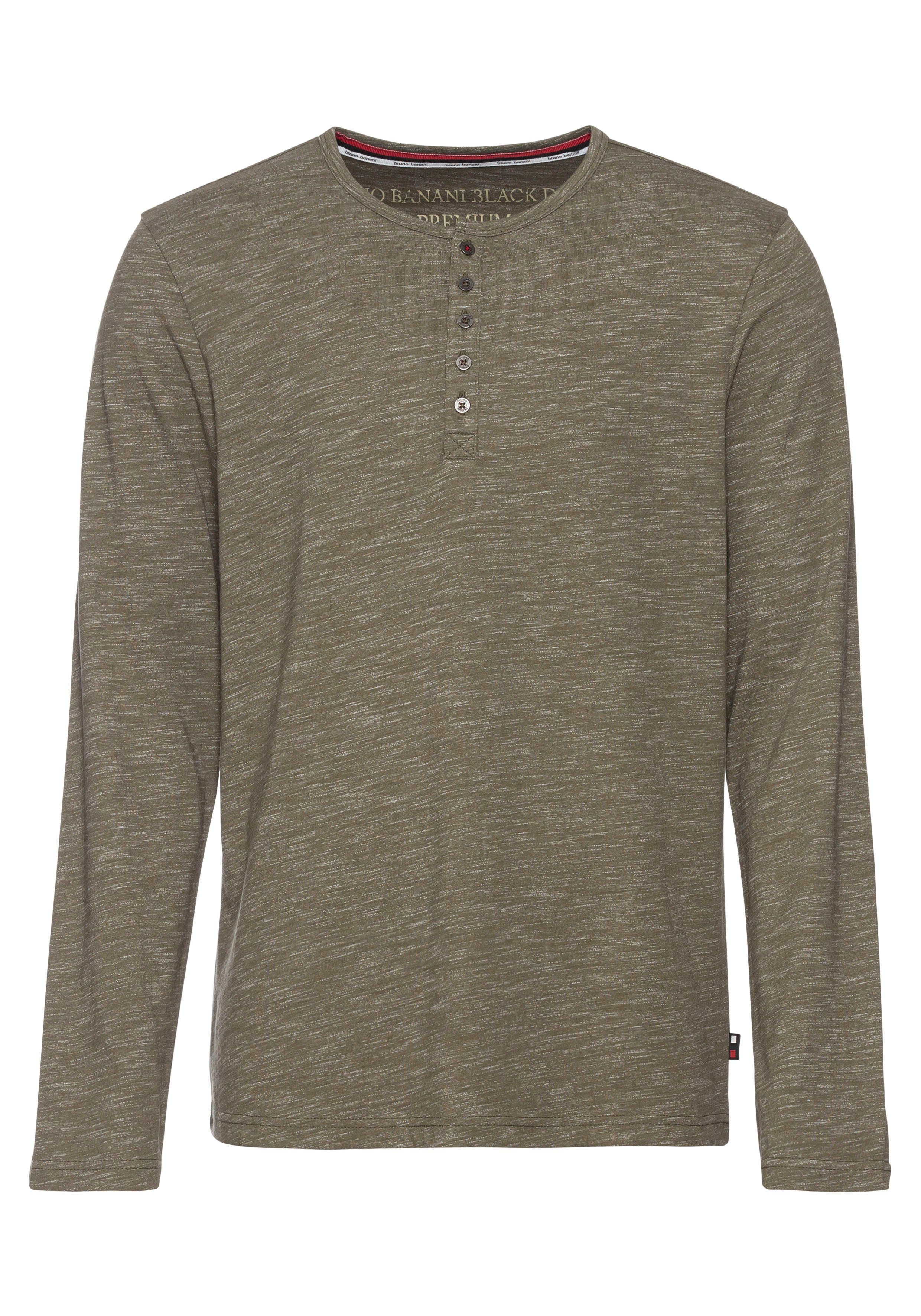 Bruno Banani Shirt met lange mouwen smalle pasvorm, gemêleerde look en print